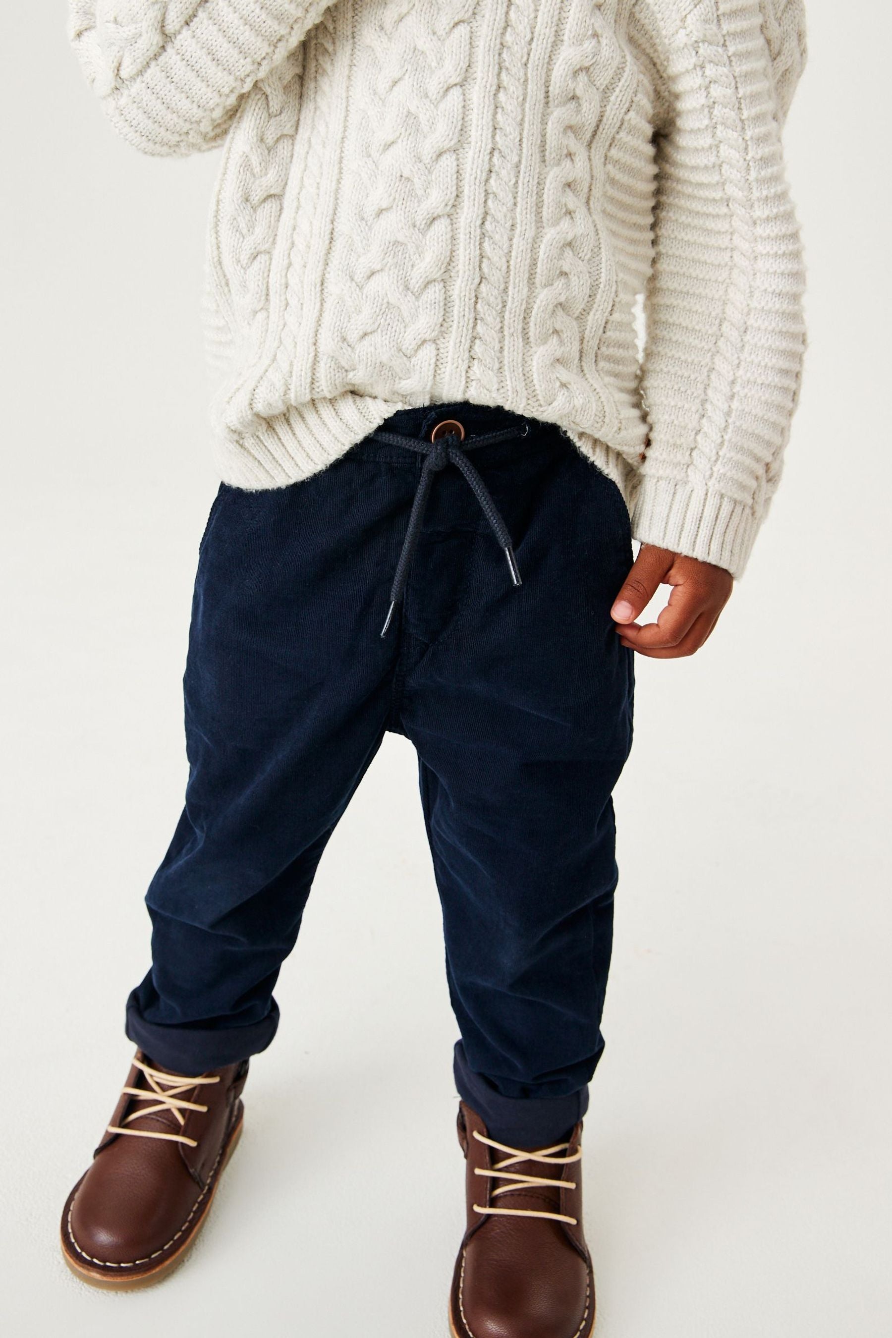 Navy Blue Lined Pull-On Cord Trousers (3mths-7yrs)