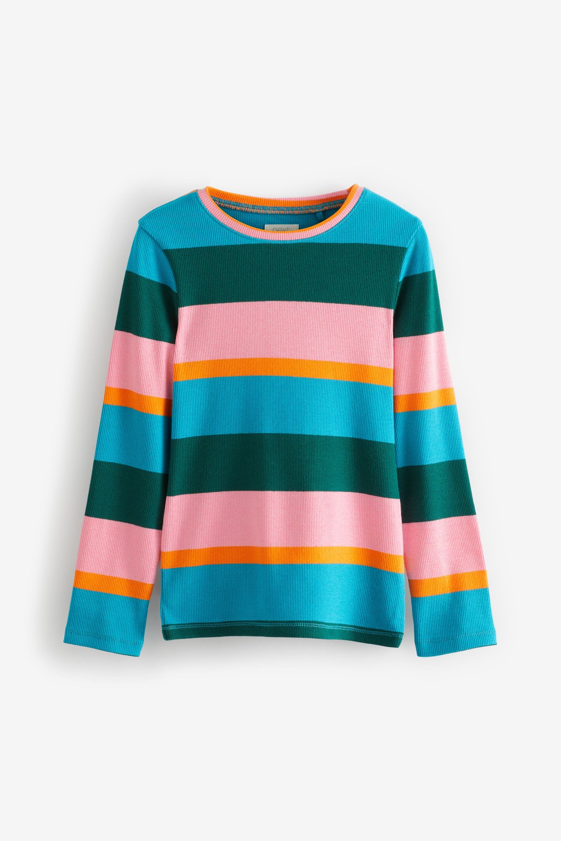 Rainbow Stripe Ribbed Long Sleeve Top (3-16yrs)