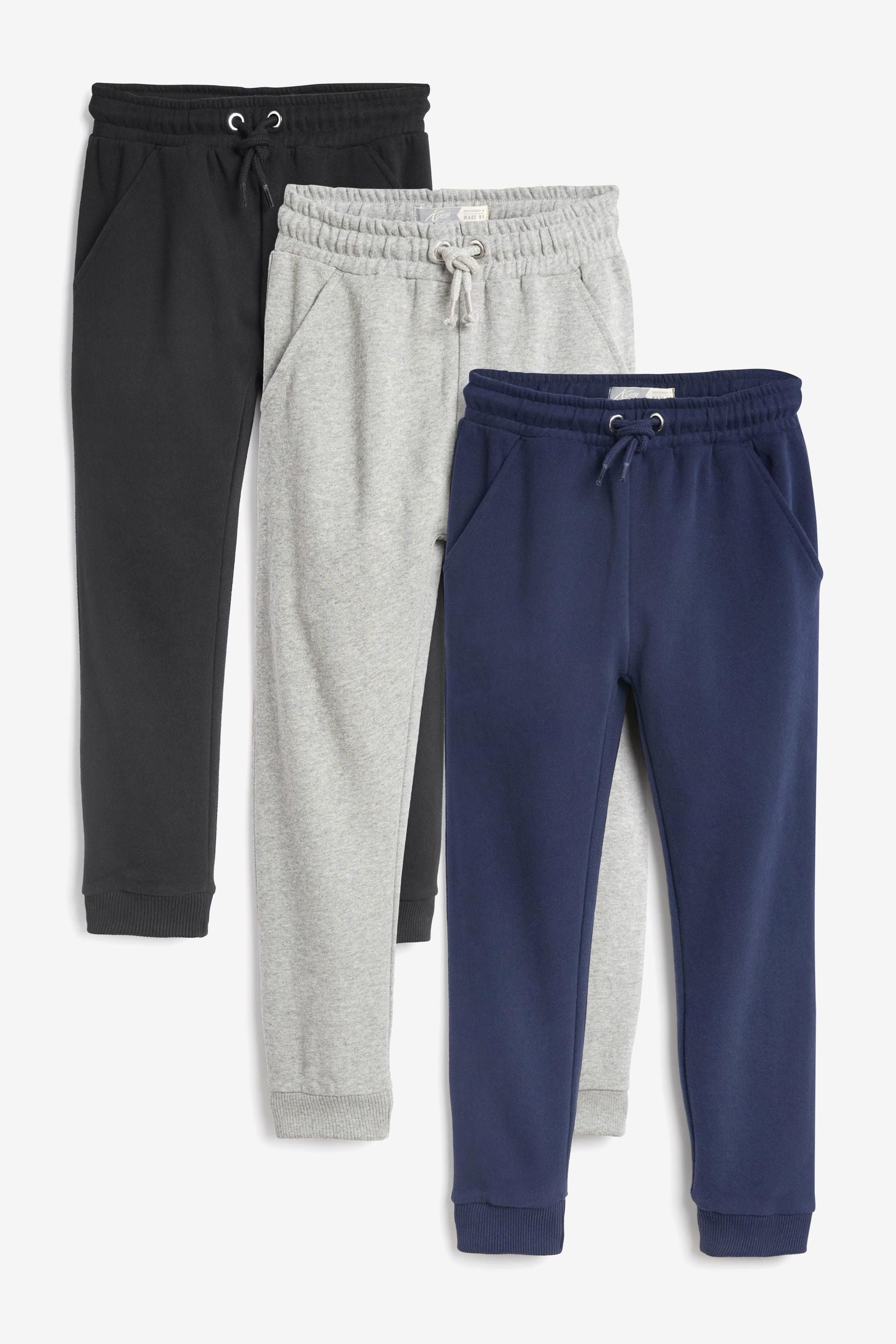 Navy Blue/Grey/Black Soft Jersey Joggers 3 Pack (3-16yrs)