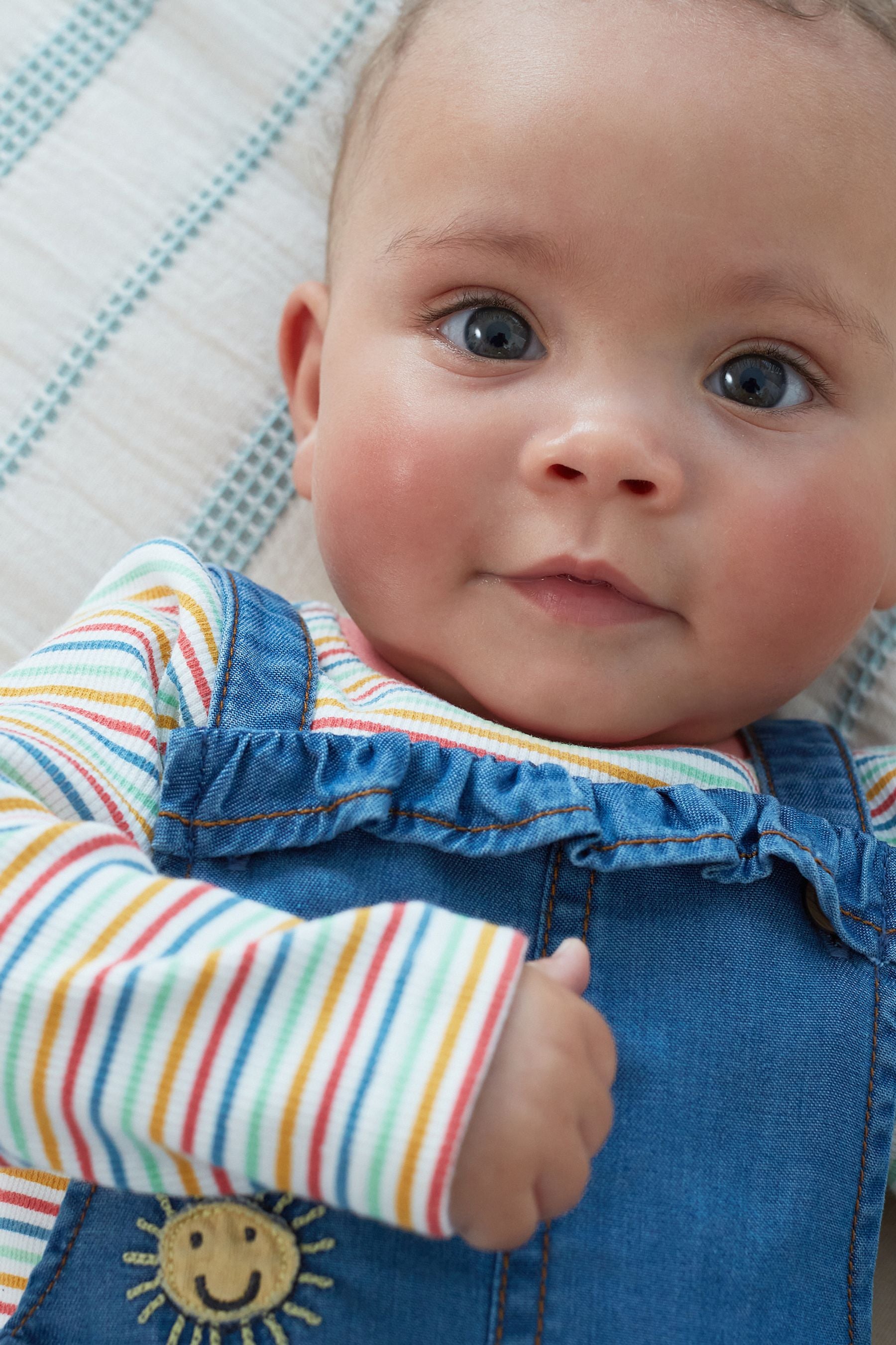 Blue Denim Character Baby Dungarees And Stripe Bodysuit (0mths-2yrs)