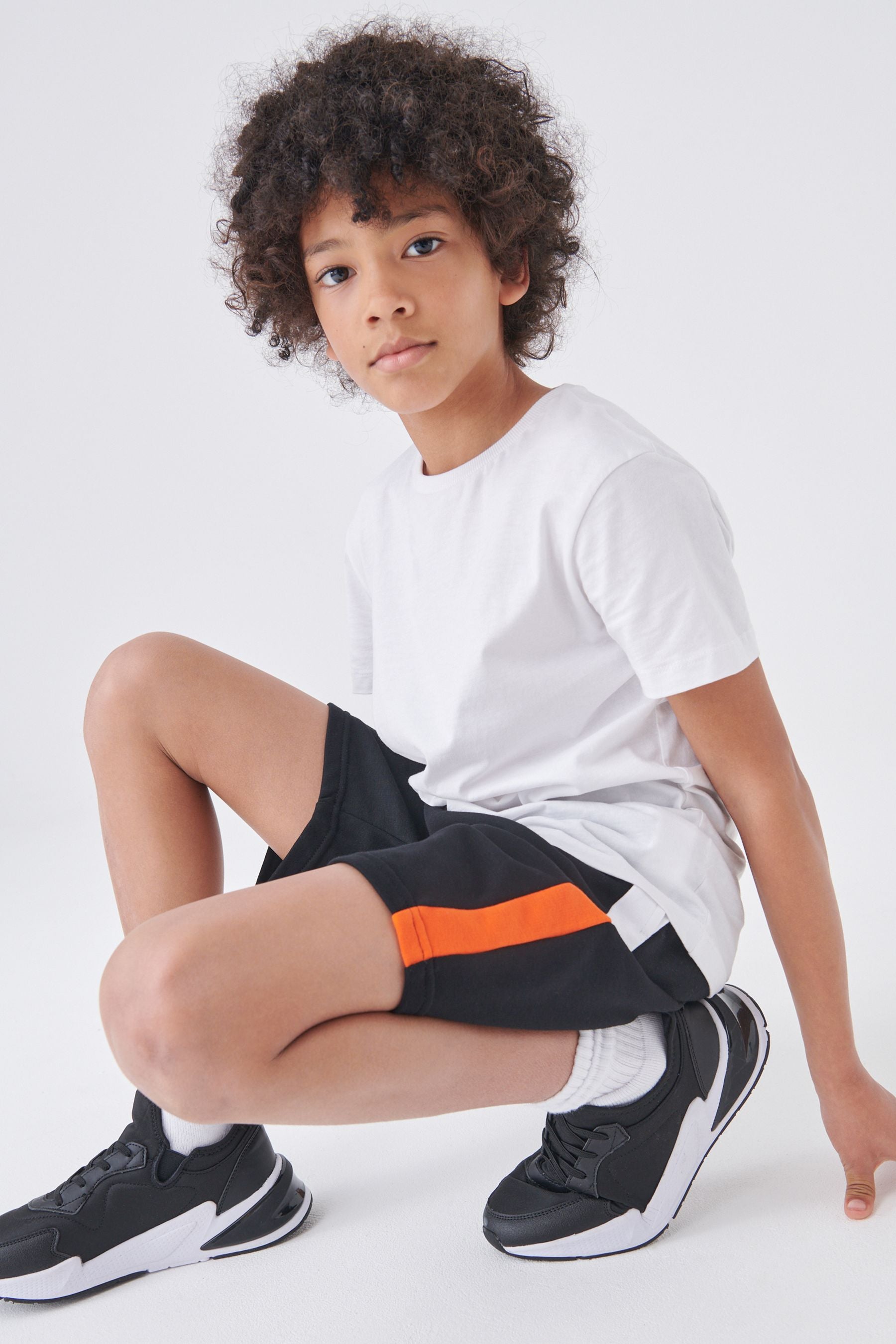 Black/White Colourblock Jersey Shorts (3-16yrs)