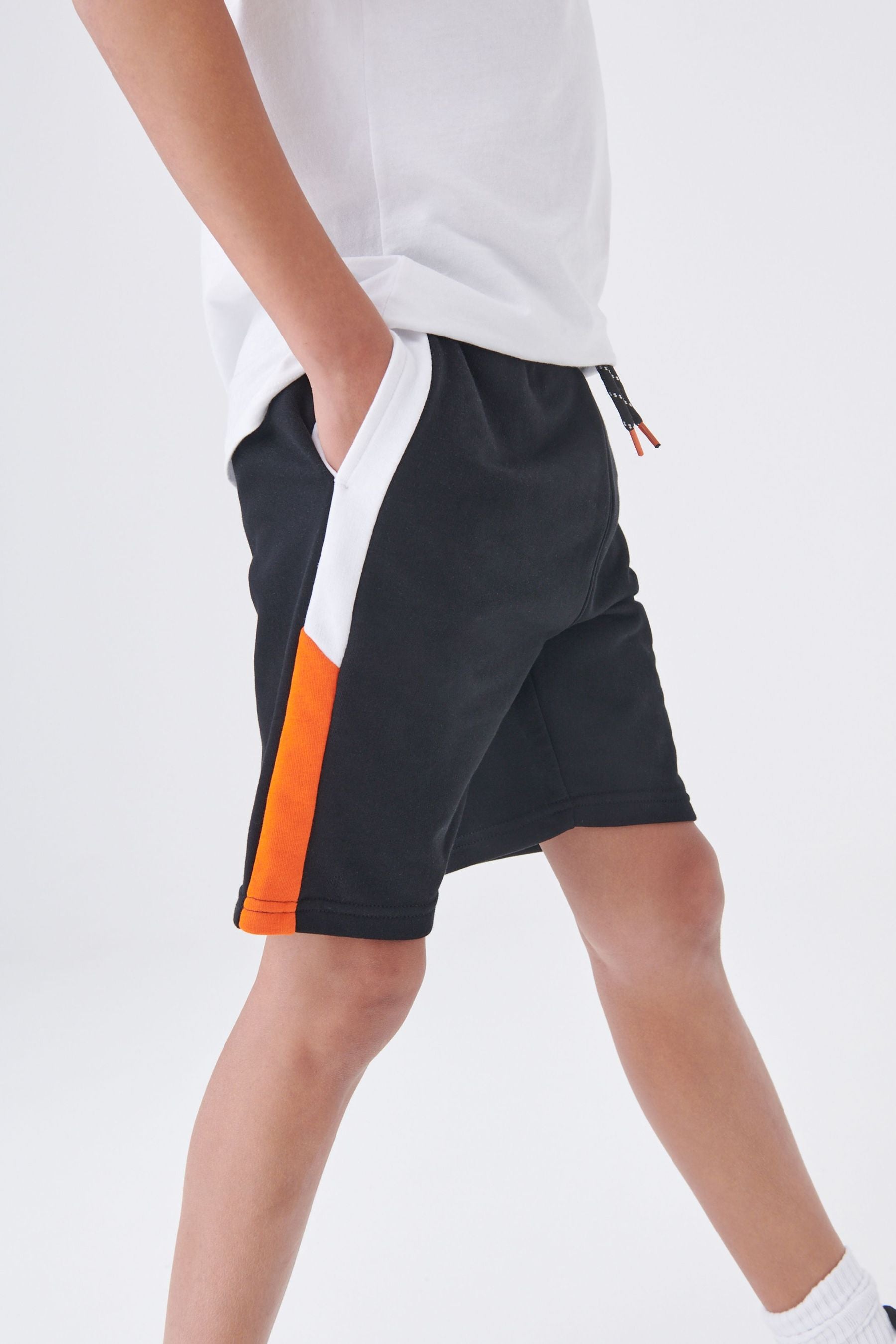 Black/White Colourblock Jersey Shorts (3-16yrs)