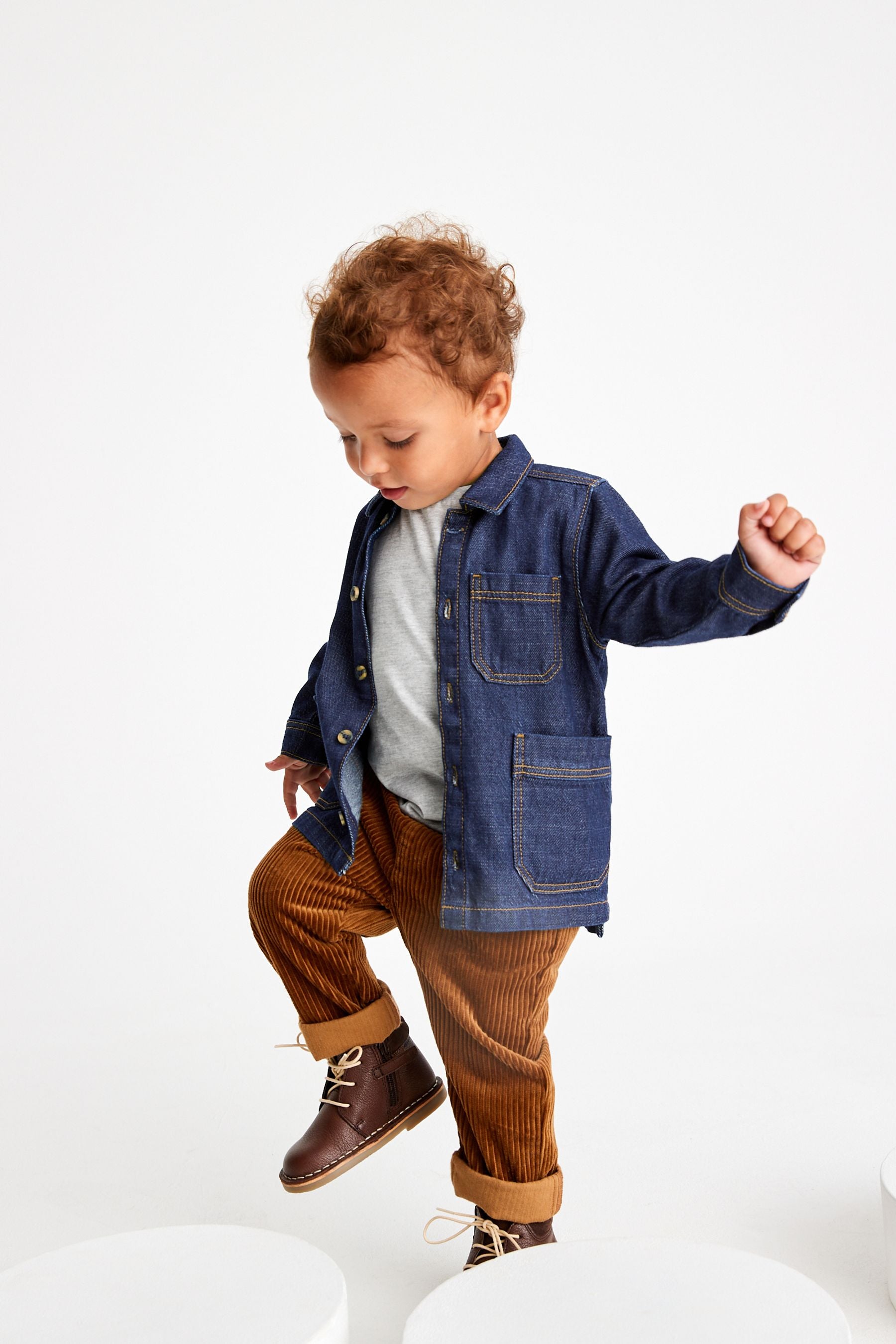 Denim Rinse Denim Shacket And Corduroy Trouser Set (3mths-9yrs)