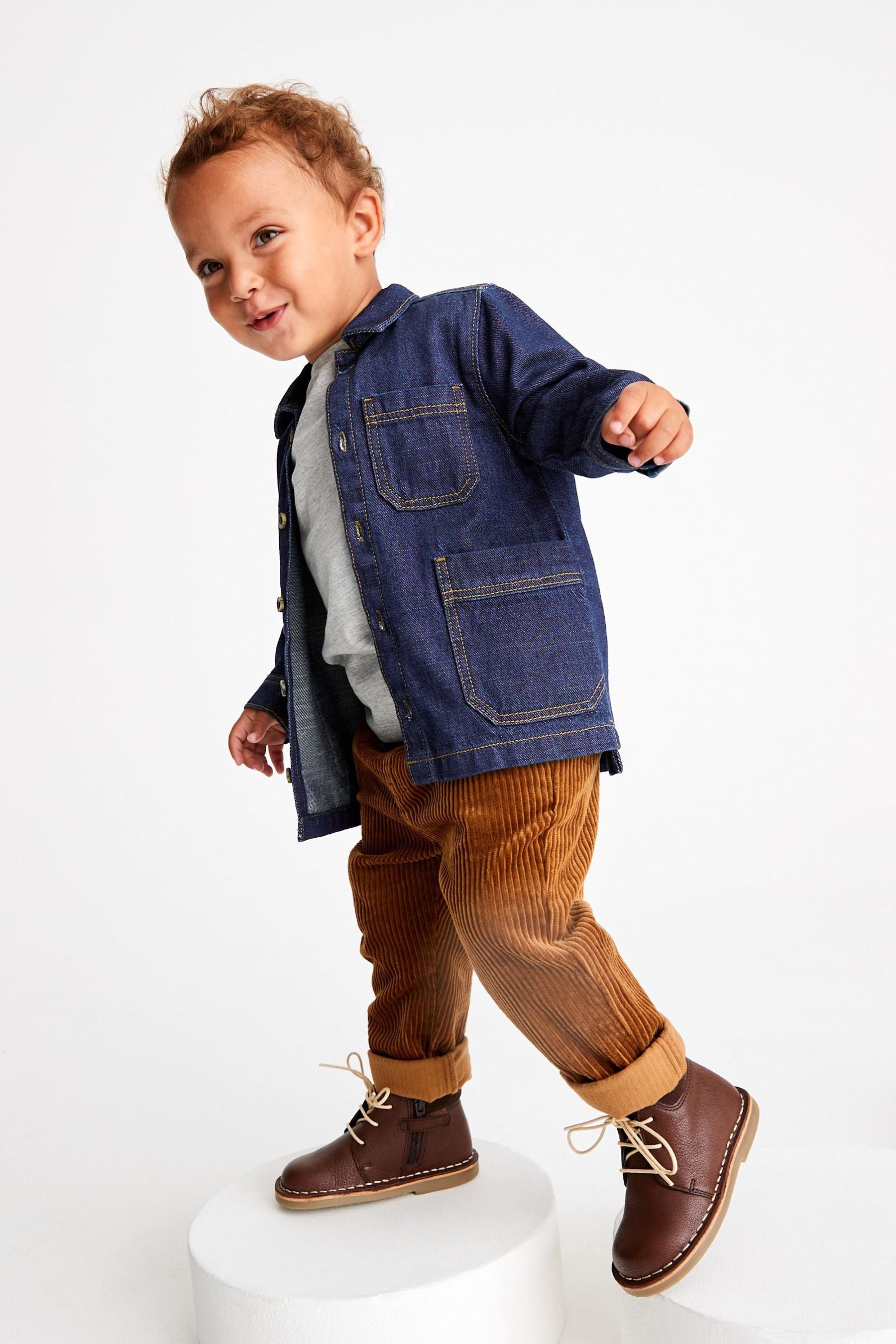 Denim Rinse Denim Shacket And Corduroy Trouser Set (3mths-9yrs)