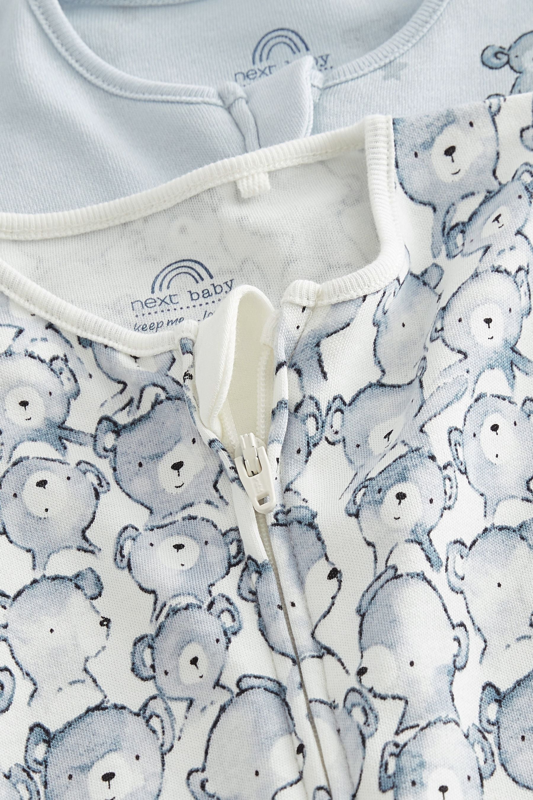 Blue Bear Baby Two Way Zip Sleepsuits 2 Pack (0mths-3yrs)