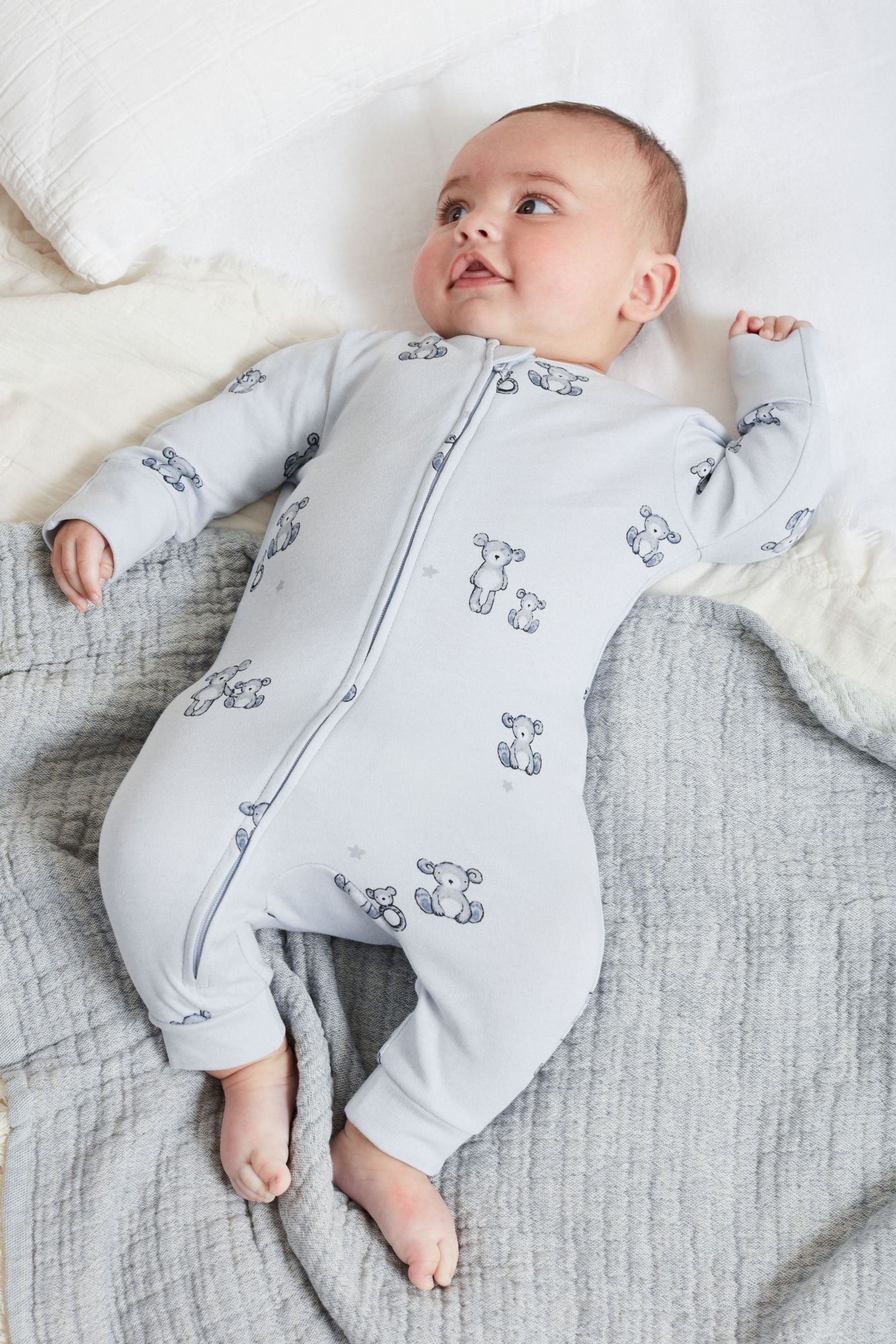 Blue Bear Baby Two Way Zip Sleepsuits 2 Pack (0mths-3yrs)