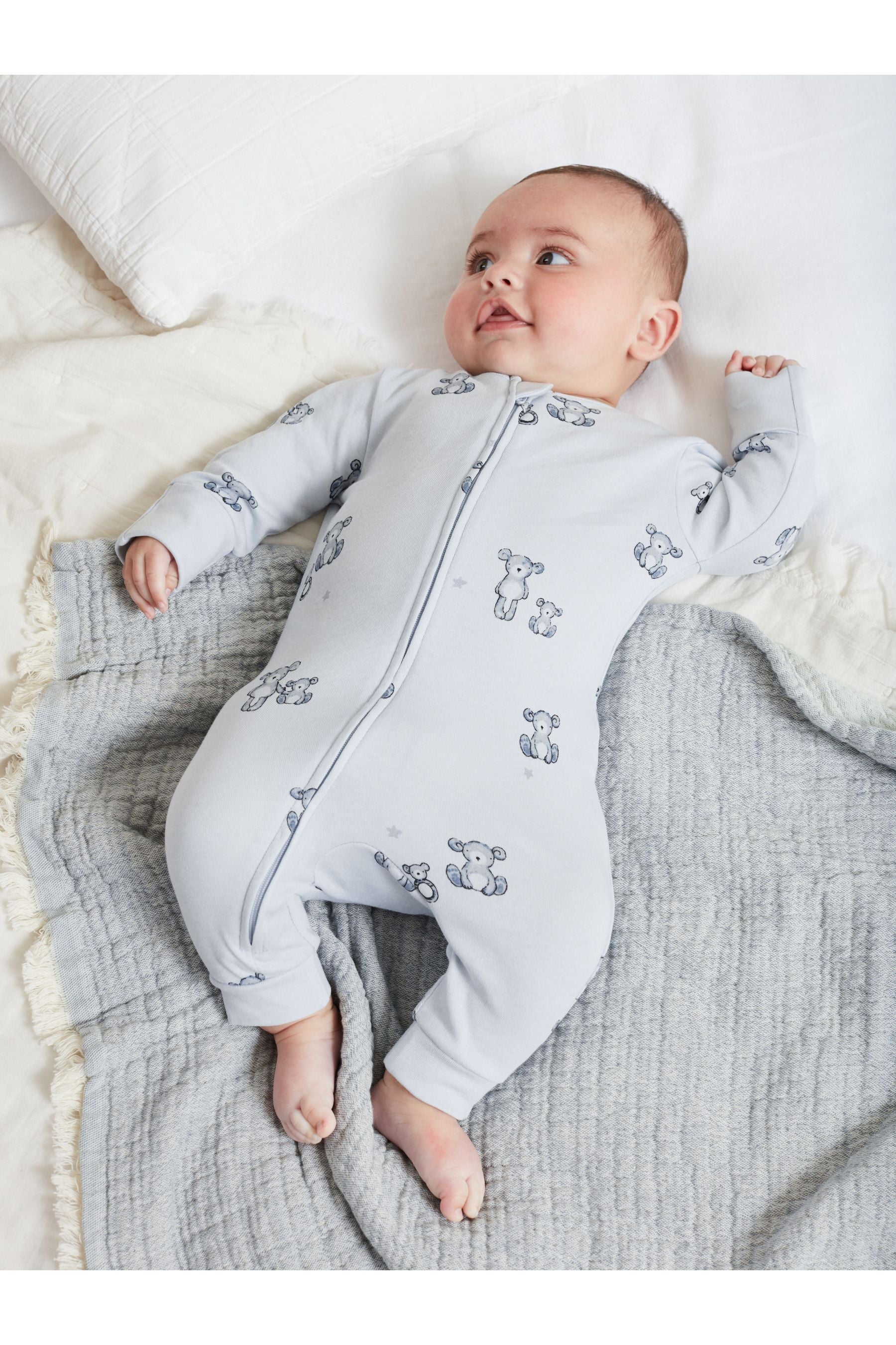 Blue Bear Baby Two Way Zip Sleepsuits 2 Pack (0mths-3yrs)