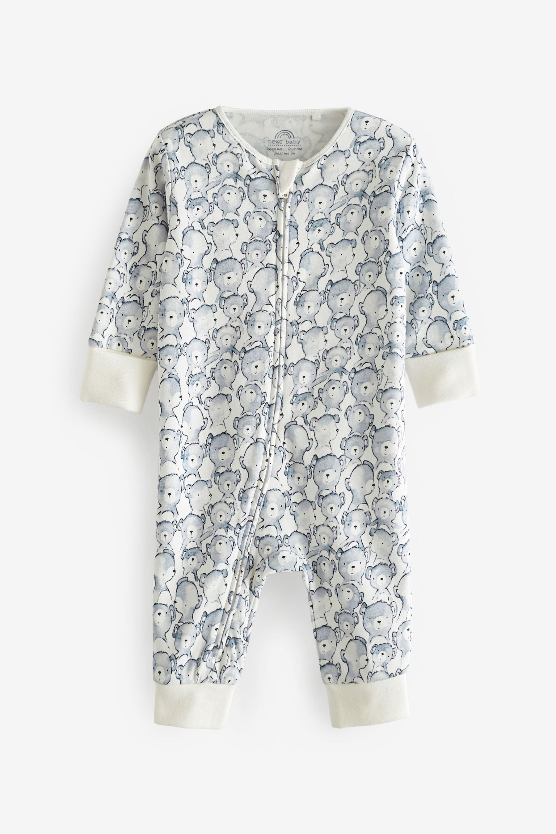 Blue Bear Baby Two Way Zip Sleepsuits 2 Pack (0mths-3yrs)