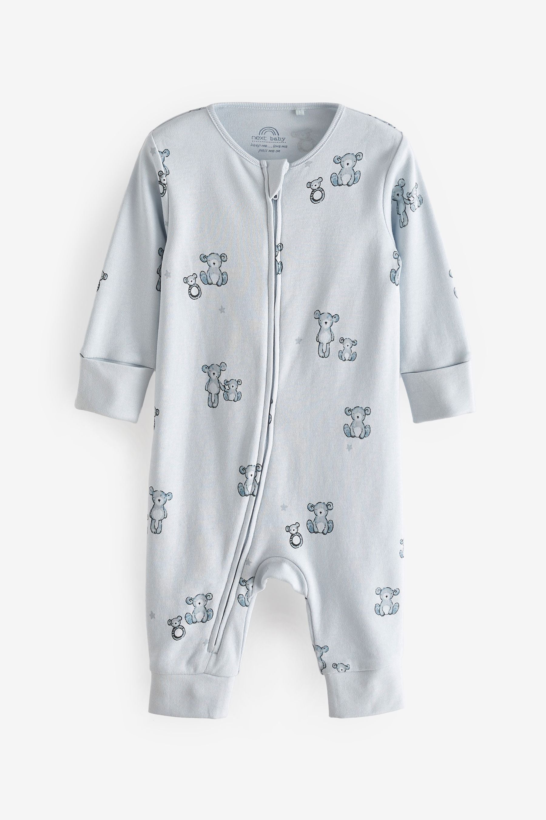 Blue Bear Baby Two Way Zip Sleepsuits 2 Pack (0mths-3yrs)