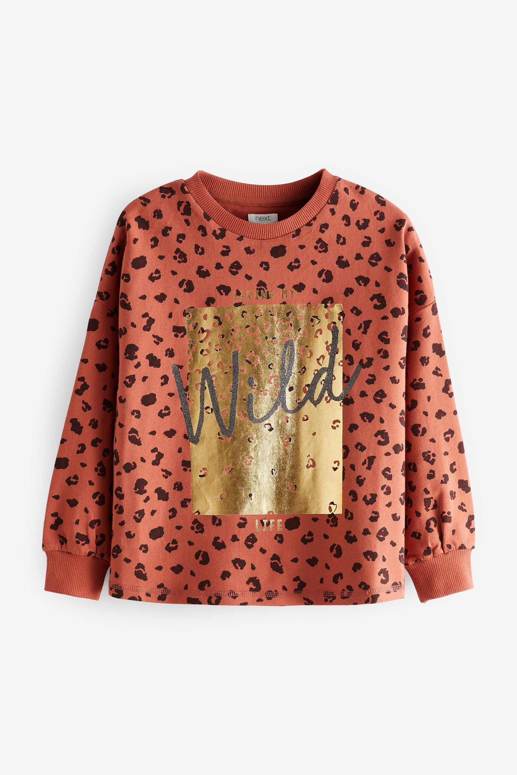 Rust Animal Living My Wild Life Cuffed Long Sleeve Top (3-16yrs)