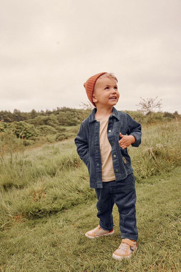 Indigo Blue Jumbo Cord Shacket, T-Shirt and Cord Trouser Set (3mths-9yrs)