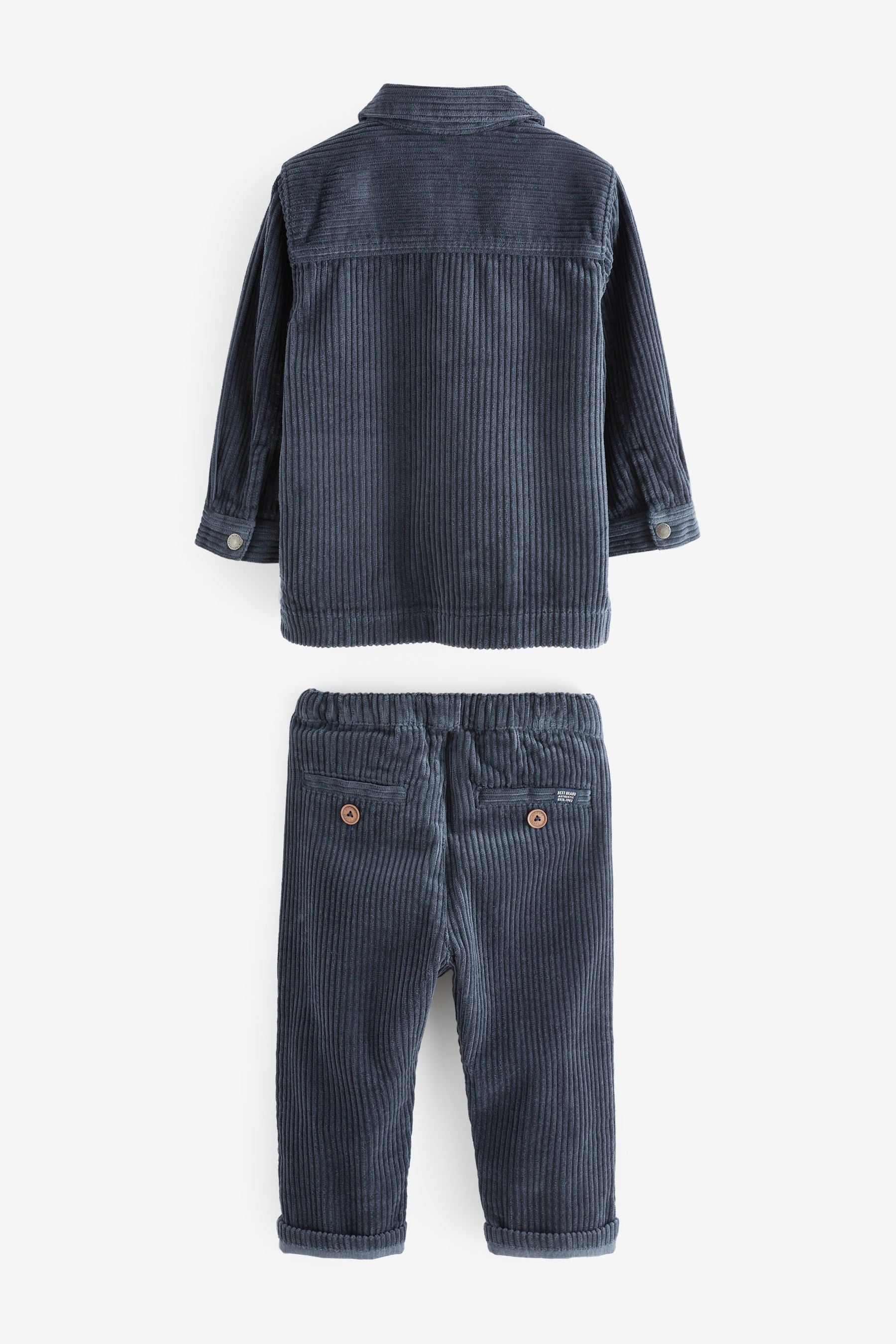 Indigo Blue Jumbo Cord Shacket, T-Shirt and Cord Trouser Set (3mths-9yrs)