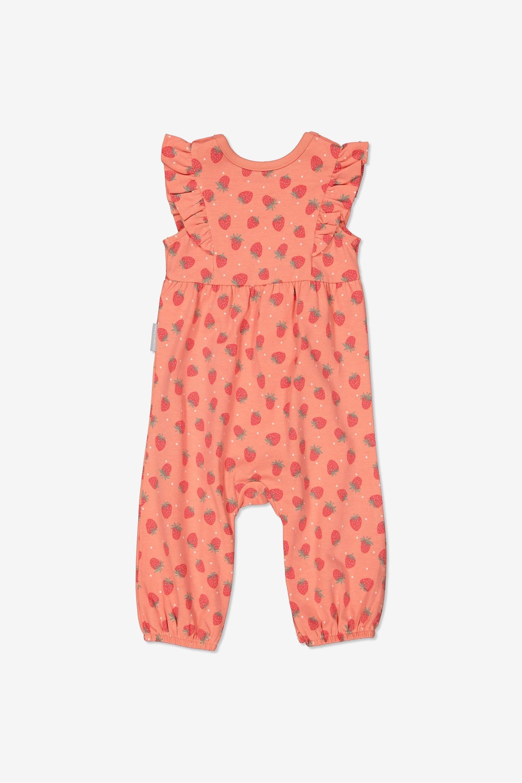 Pink PO.P Baby Pink Organic Cotton Strawberry Print Playsuit