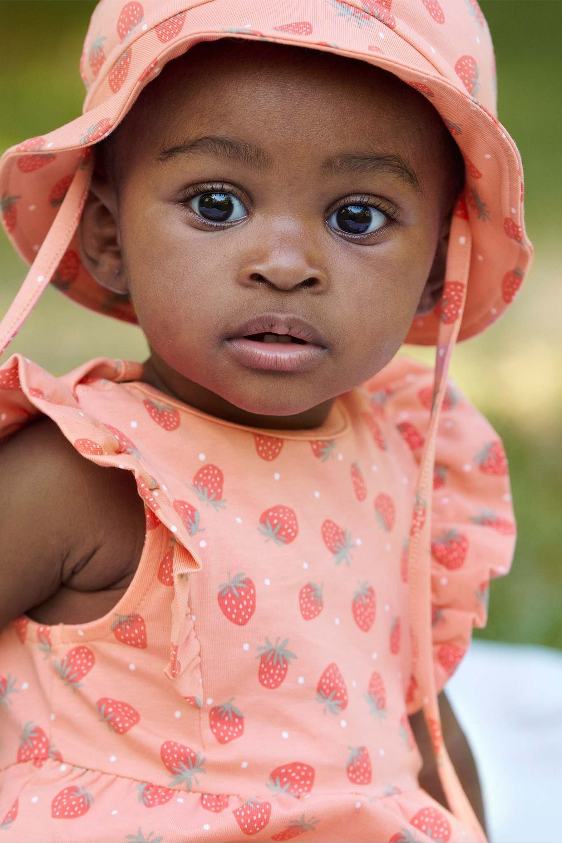 Pink PO.P Baby Pink Organic Cotton Strawberry Print Playsuit