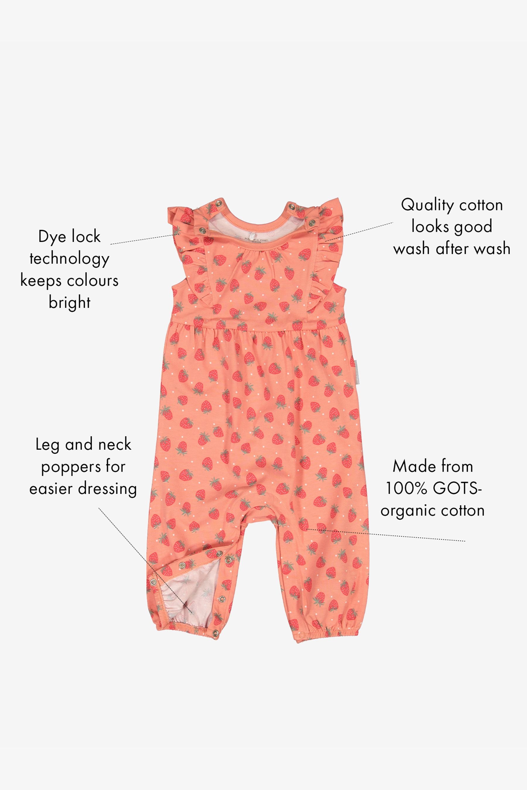 Pink PO.P Baby Pink Organic Cotton Strawberry Print Playsuit