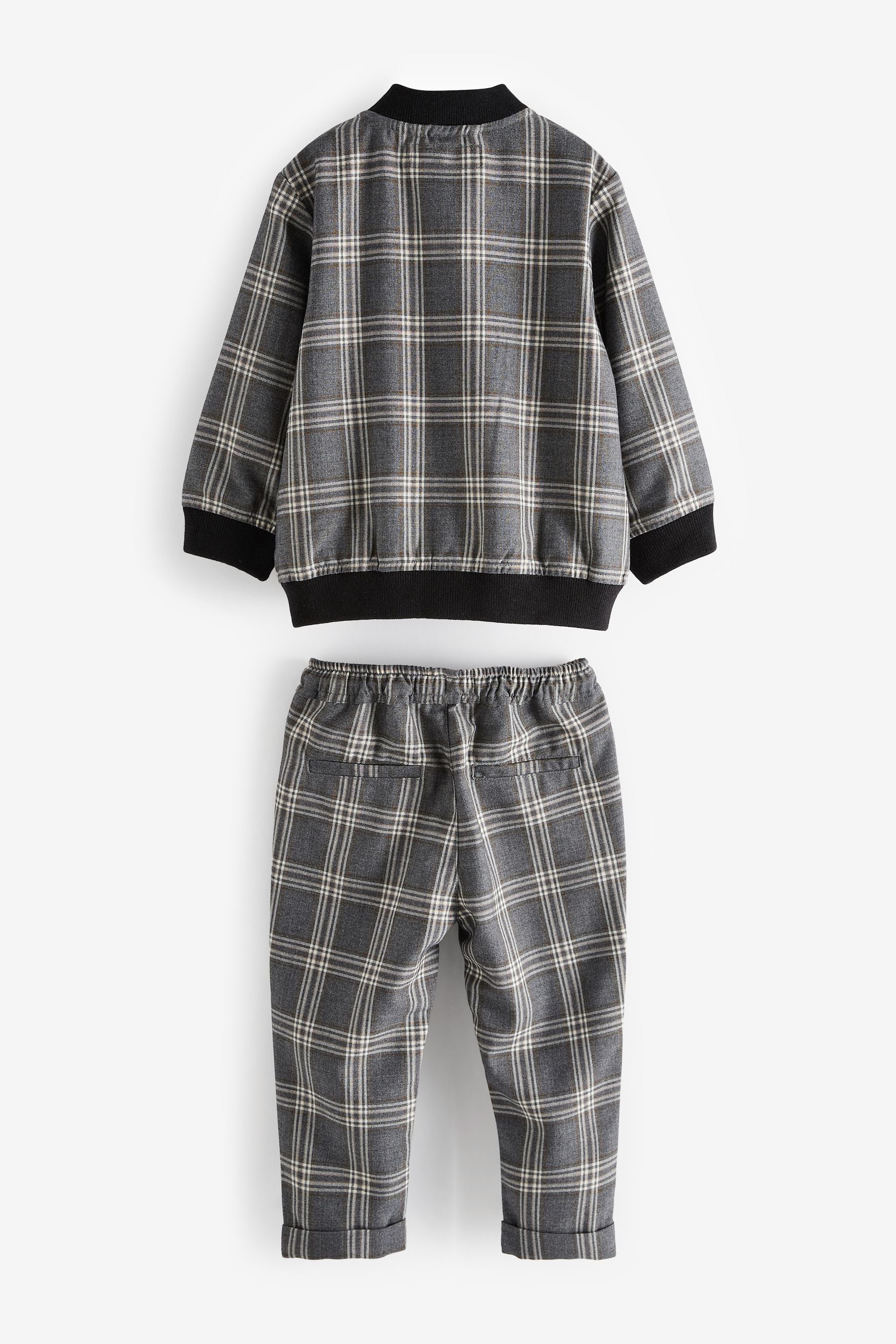 Grey Check Bomber Jacket & Trousers Set (3mths-9yrs)