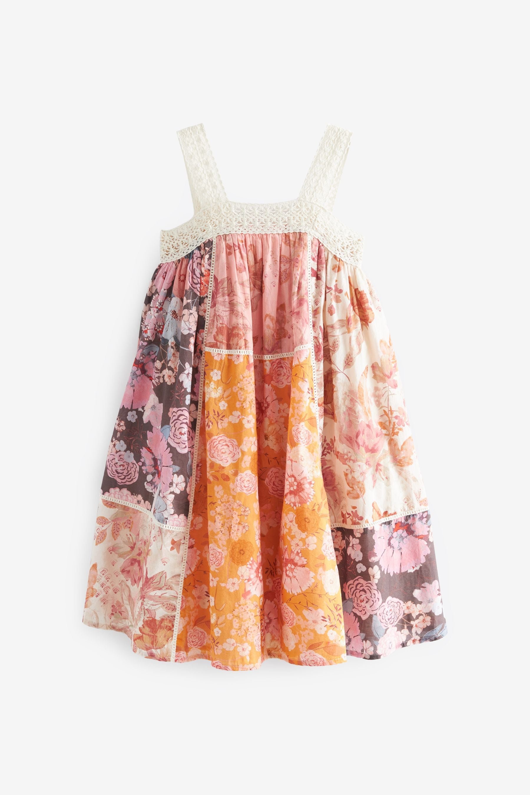 Pink/Yellow Patchwork Floral Dress (3-16yrs)