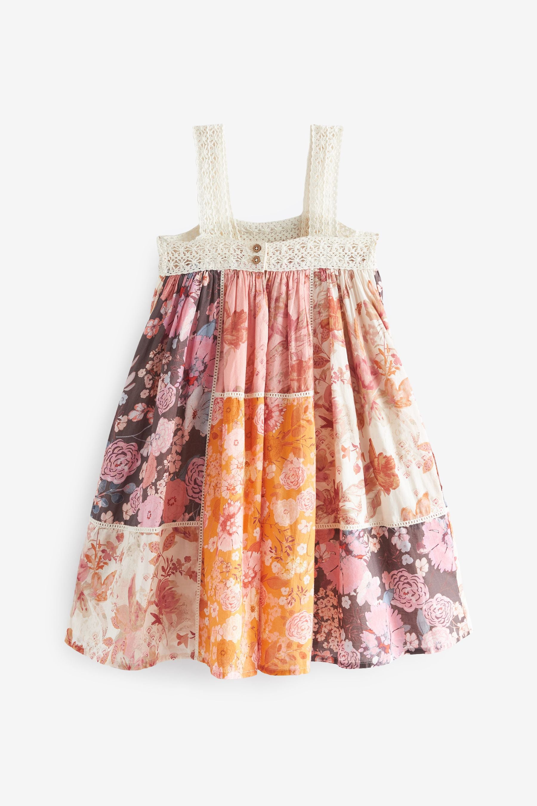 Pink/Yellow Patchwork Floral Dress (3-16yrs)