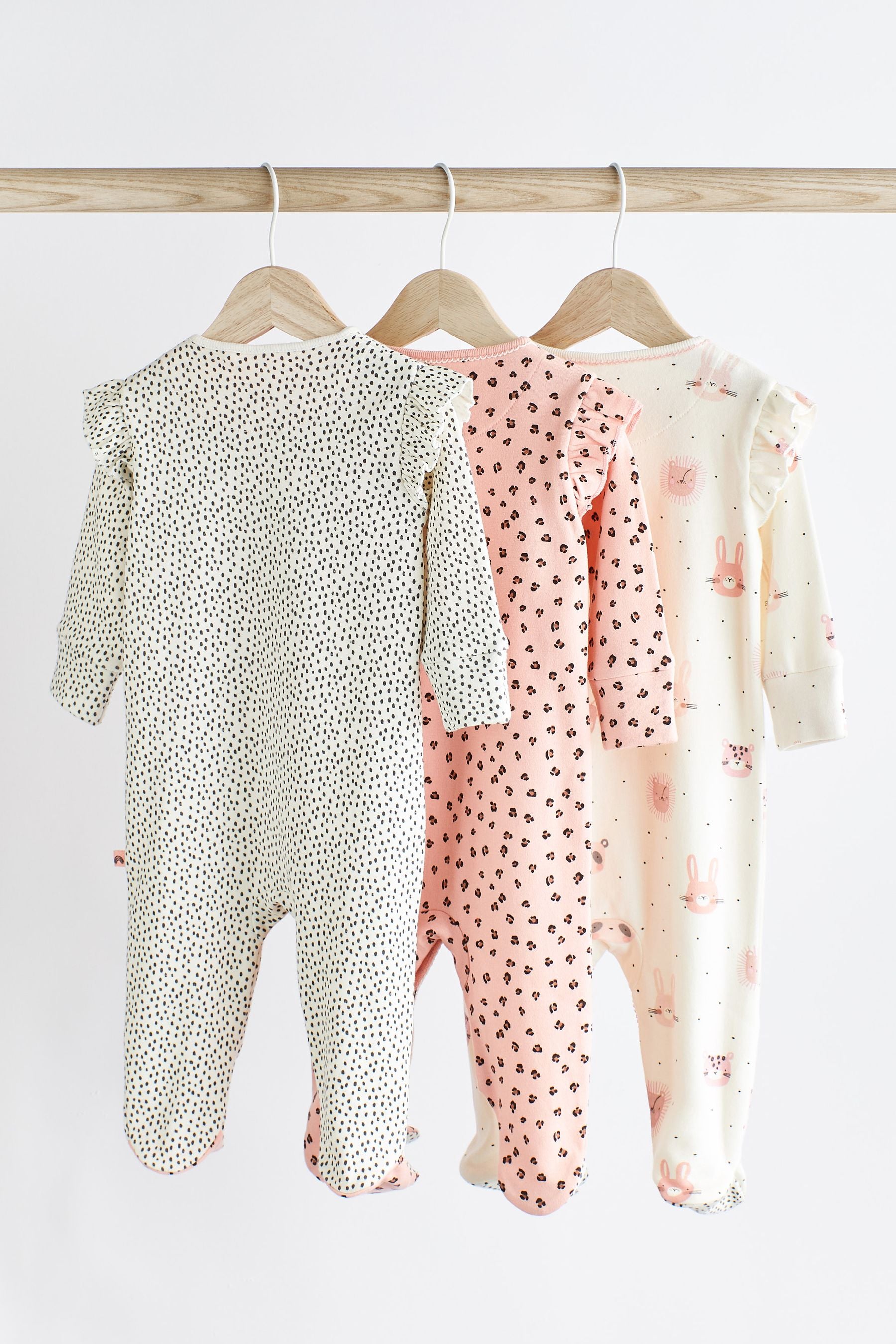 Pink Mono Character Baby Character Sleepsuits 3 Pack (0-3yrs)