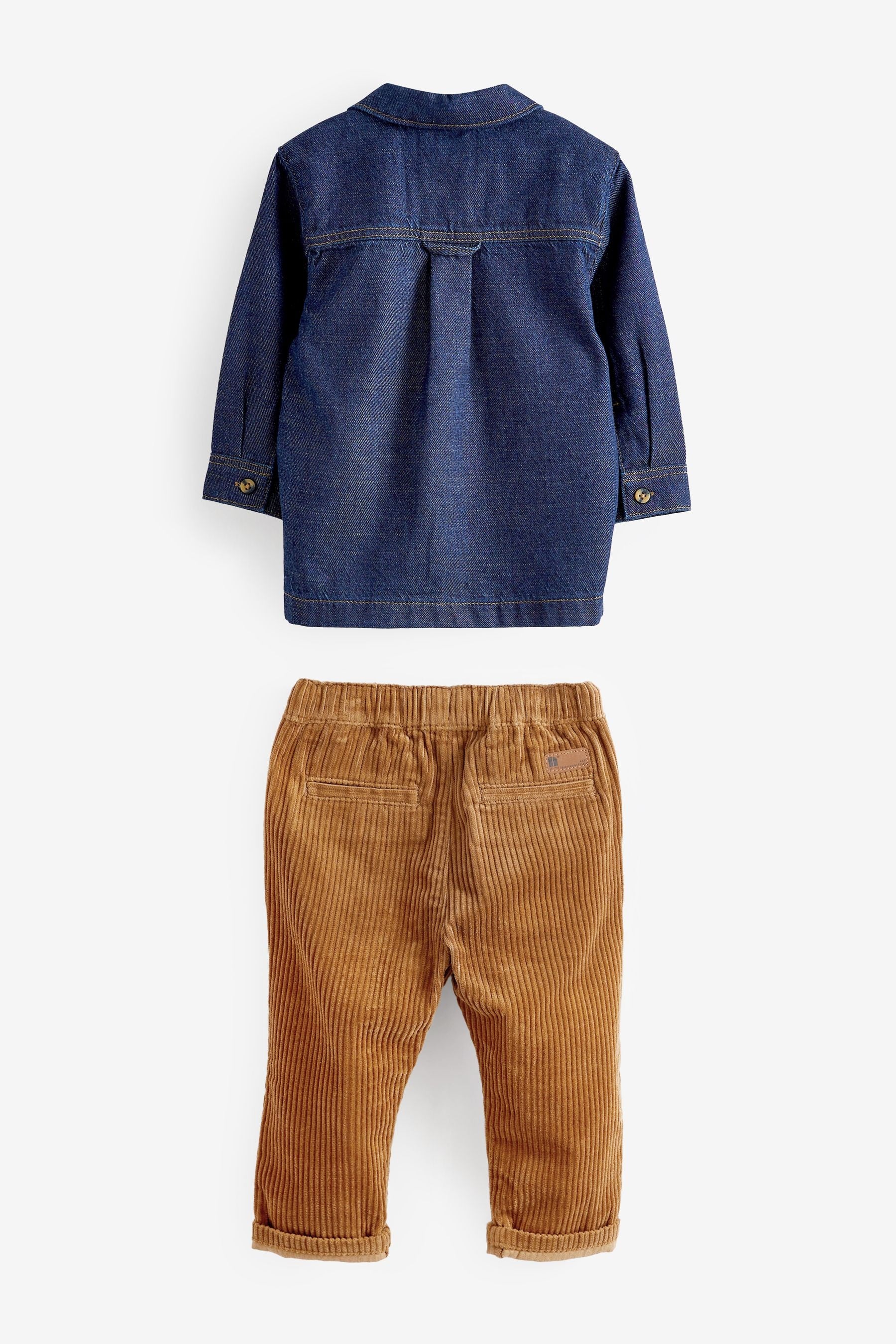 Denim Rinse Denim Shacket And Corduroy Trouser Set (3mths-9yrs)