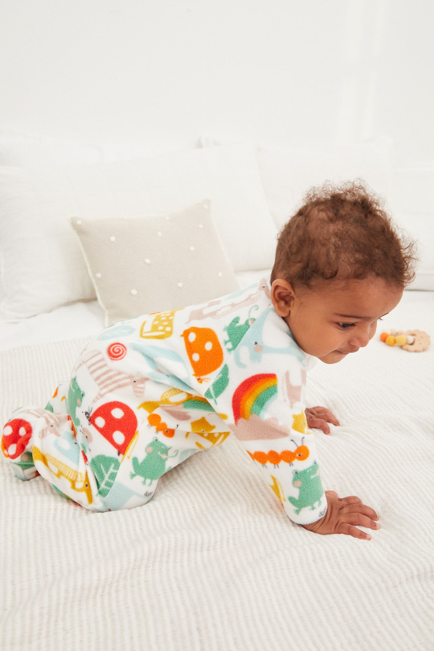 Rainbow Character Lightweight Fleece Baby Sleepsuit