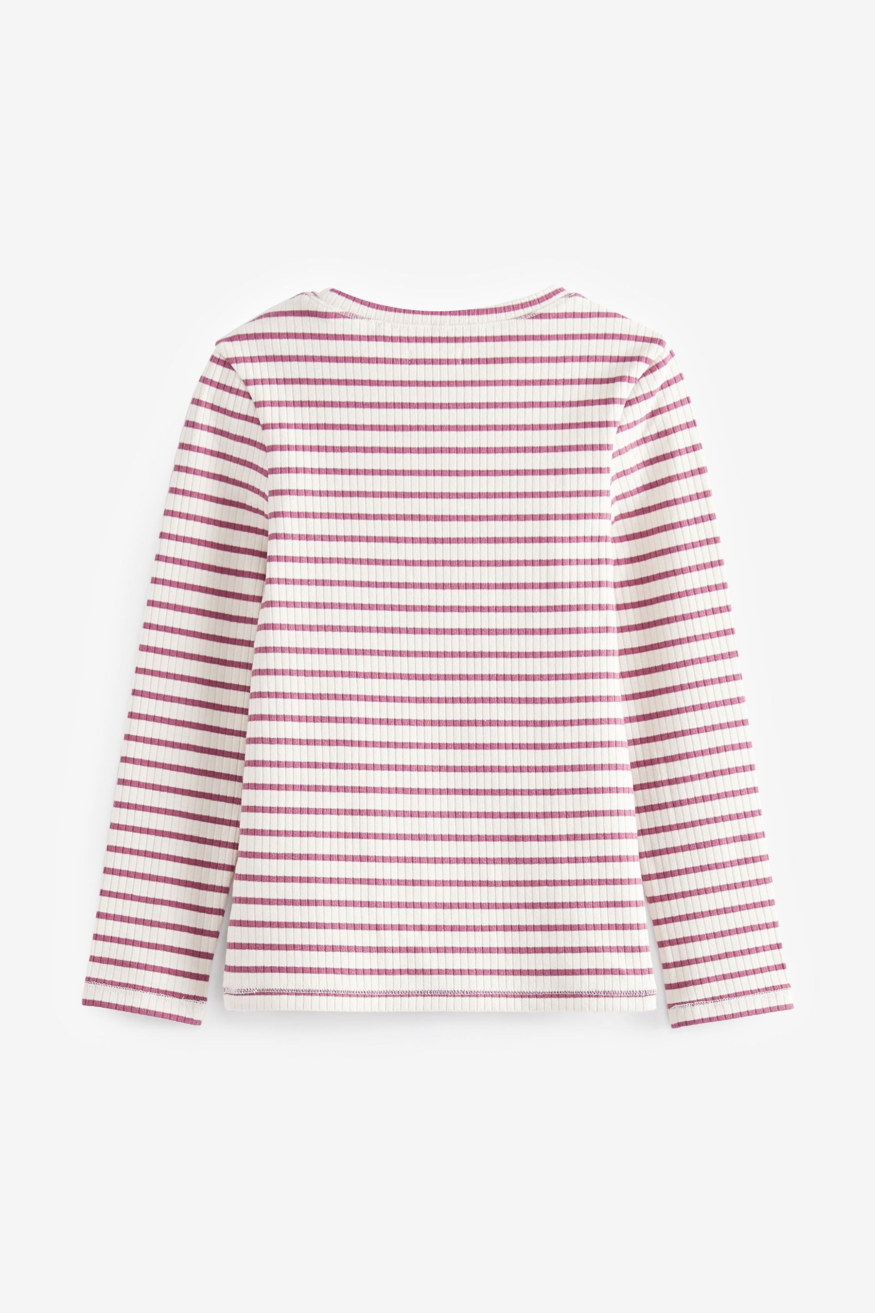 Pink/Purple/White 4 Pack Long Sleeve Ribbed Tops (3-16yrs)