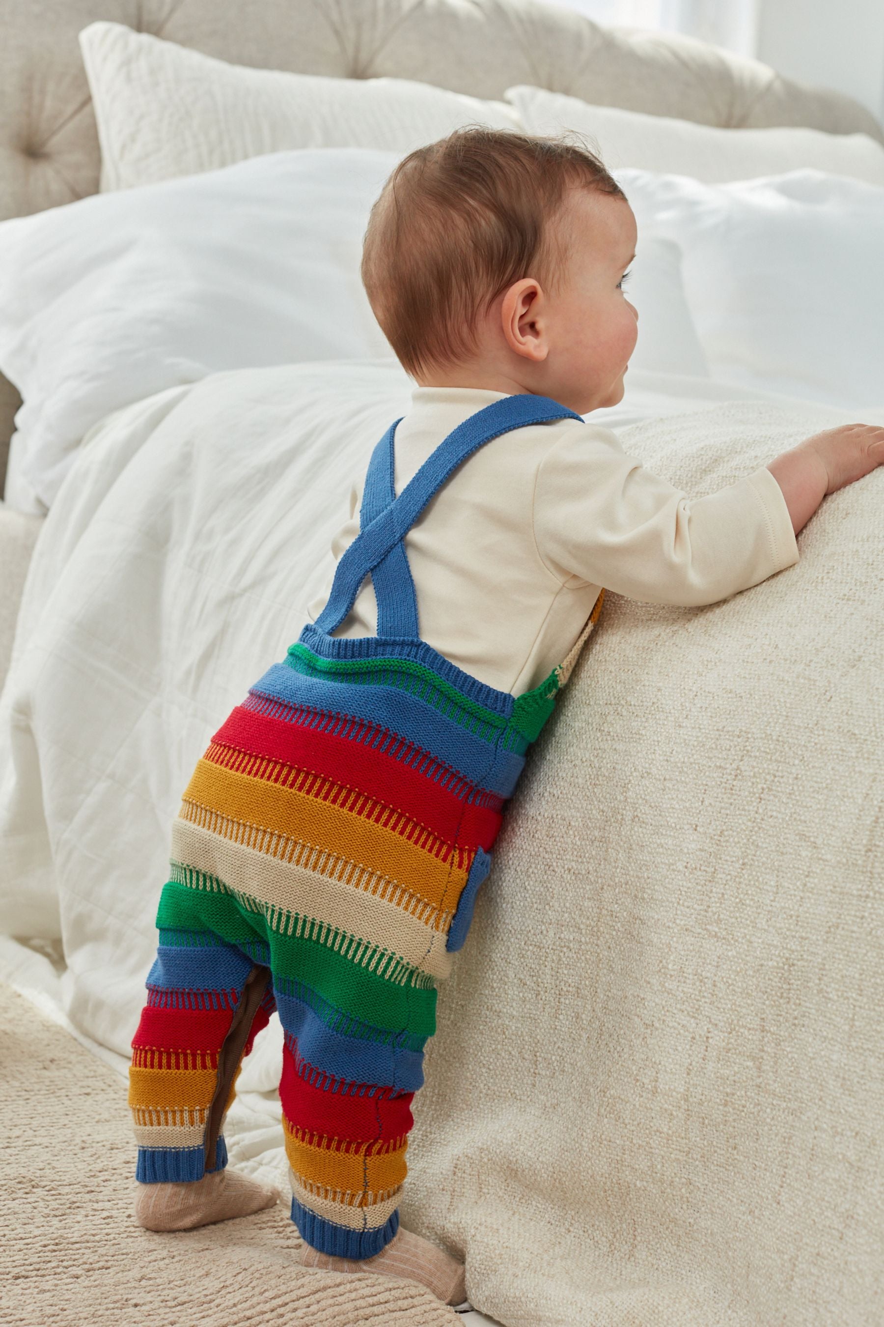 Rainbow Bright Stripe Knitted Baby Dungarees And Bodysuit Set (0mths-2yrs)