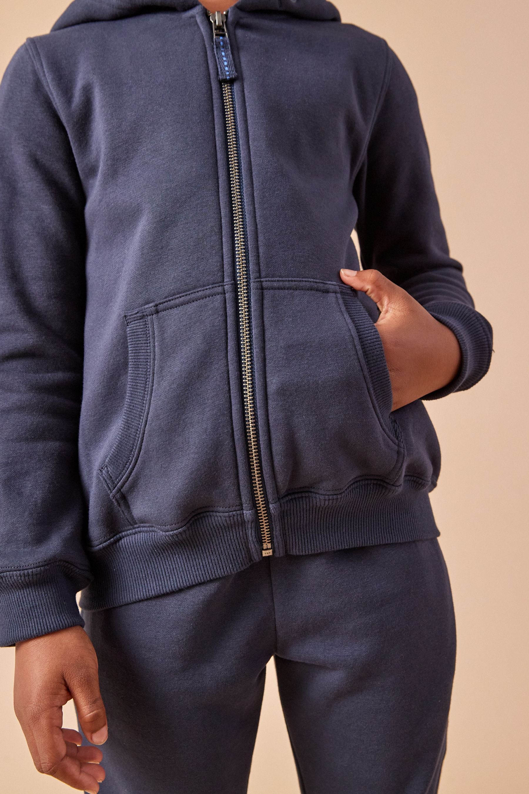 Navy Blue Zip Through and Hoodie And Joggers Sports Set (3-16yrs)