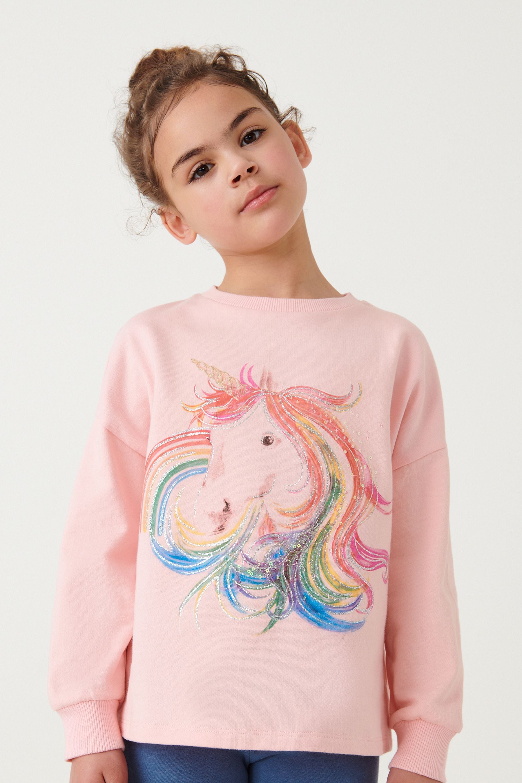 Pink Sequin Unicorn Long Sleeve Top (3-16yrs)