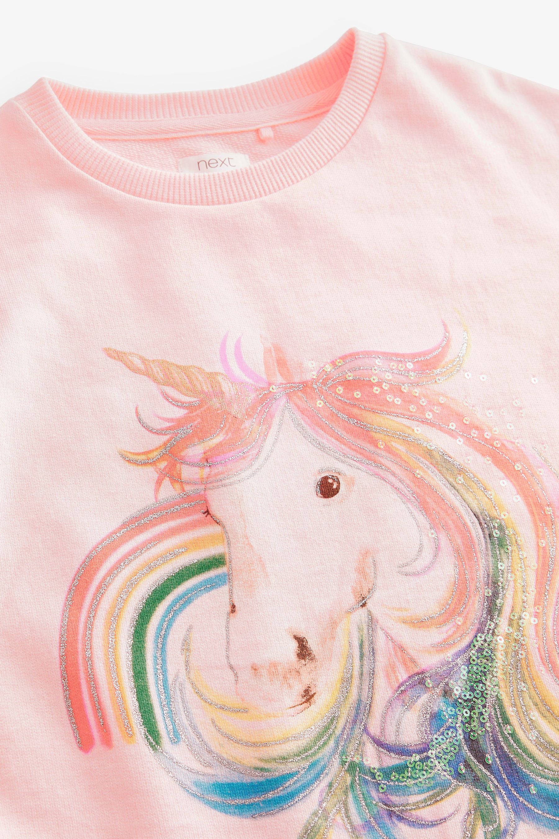 Pink Sequin Unicorn Long Sleeve Top (3-16yrs)