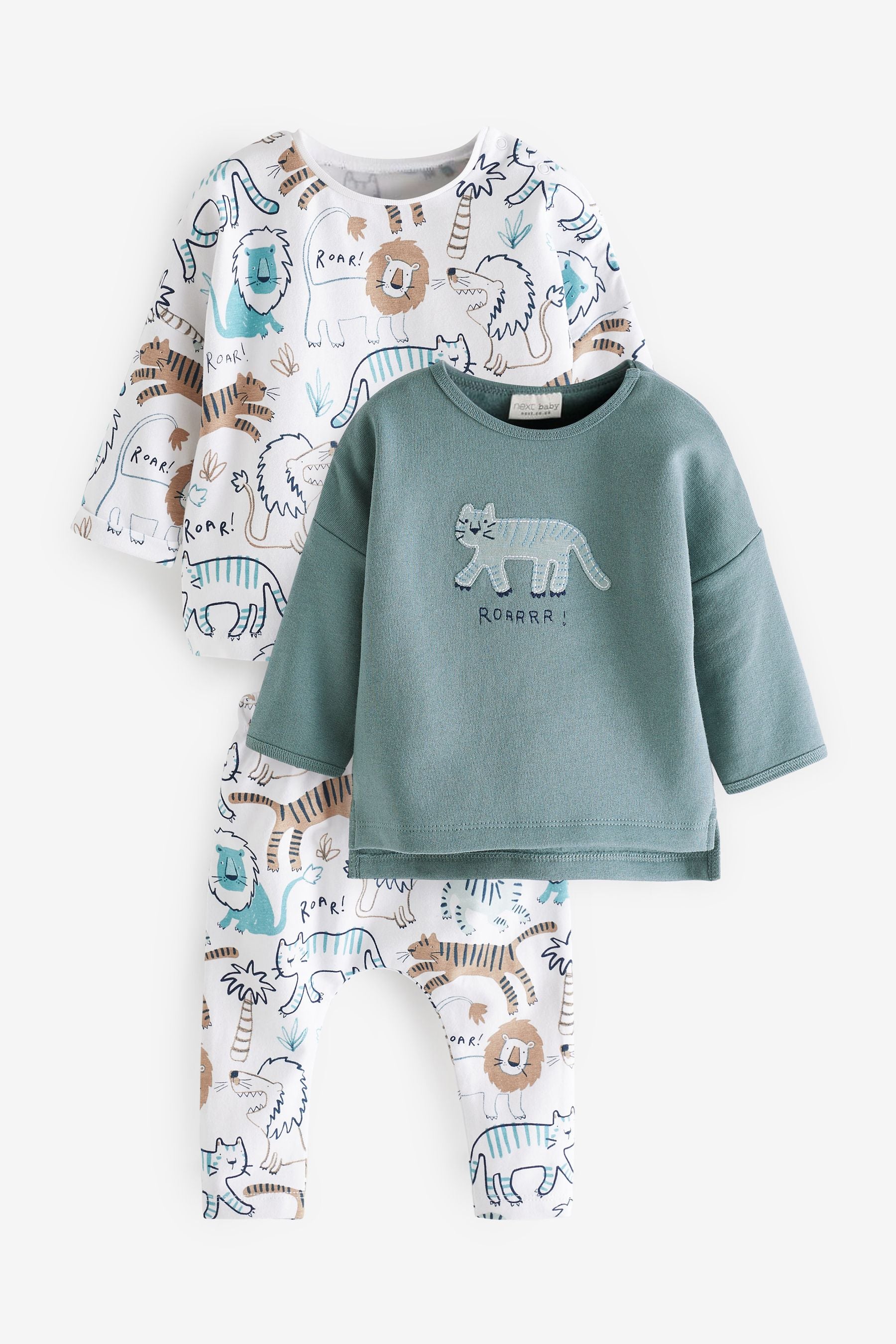 Blue/White 3 Piece Baby Sweater, T-Shirt & Leggings Set