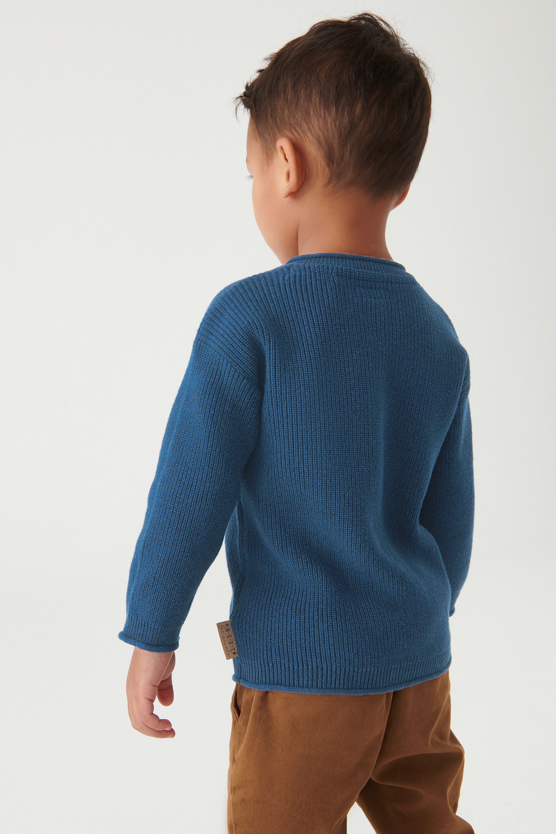 Indigo Blue Henley Button Neck Jumper (3mths-7yrs)