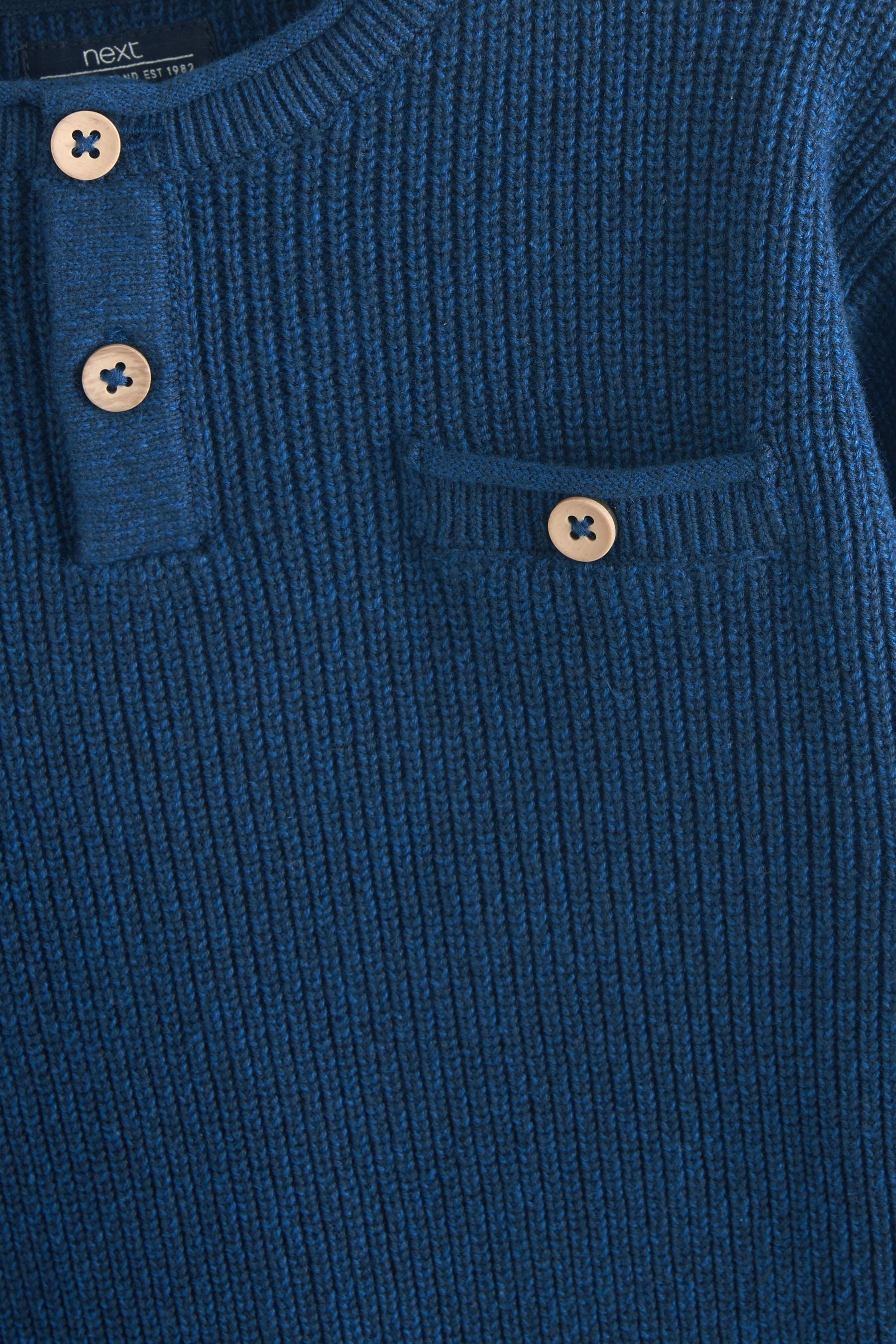 Indigo Blue Henley Button Neck Jumper (3mths-7yrs)