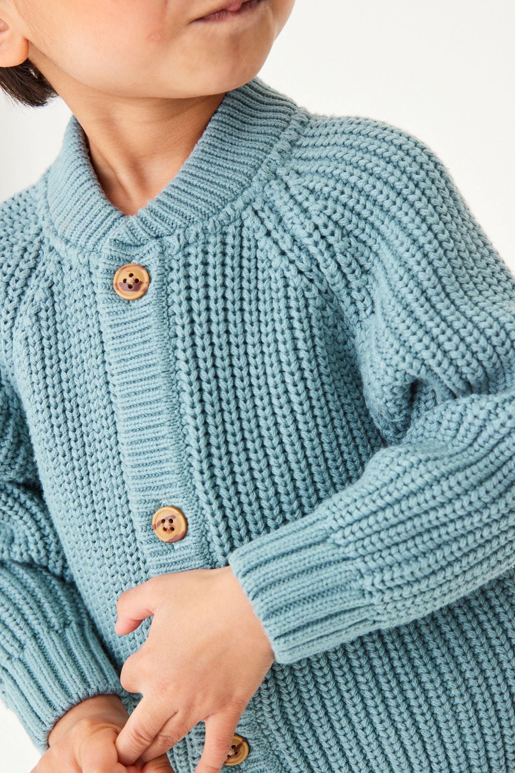 Mineral Green Chunky Button Through Cardigan (3mths-7yrs)