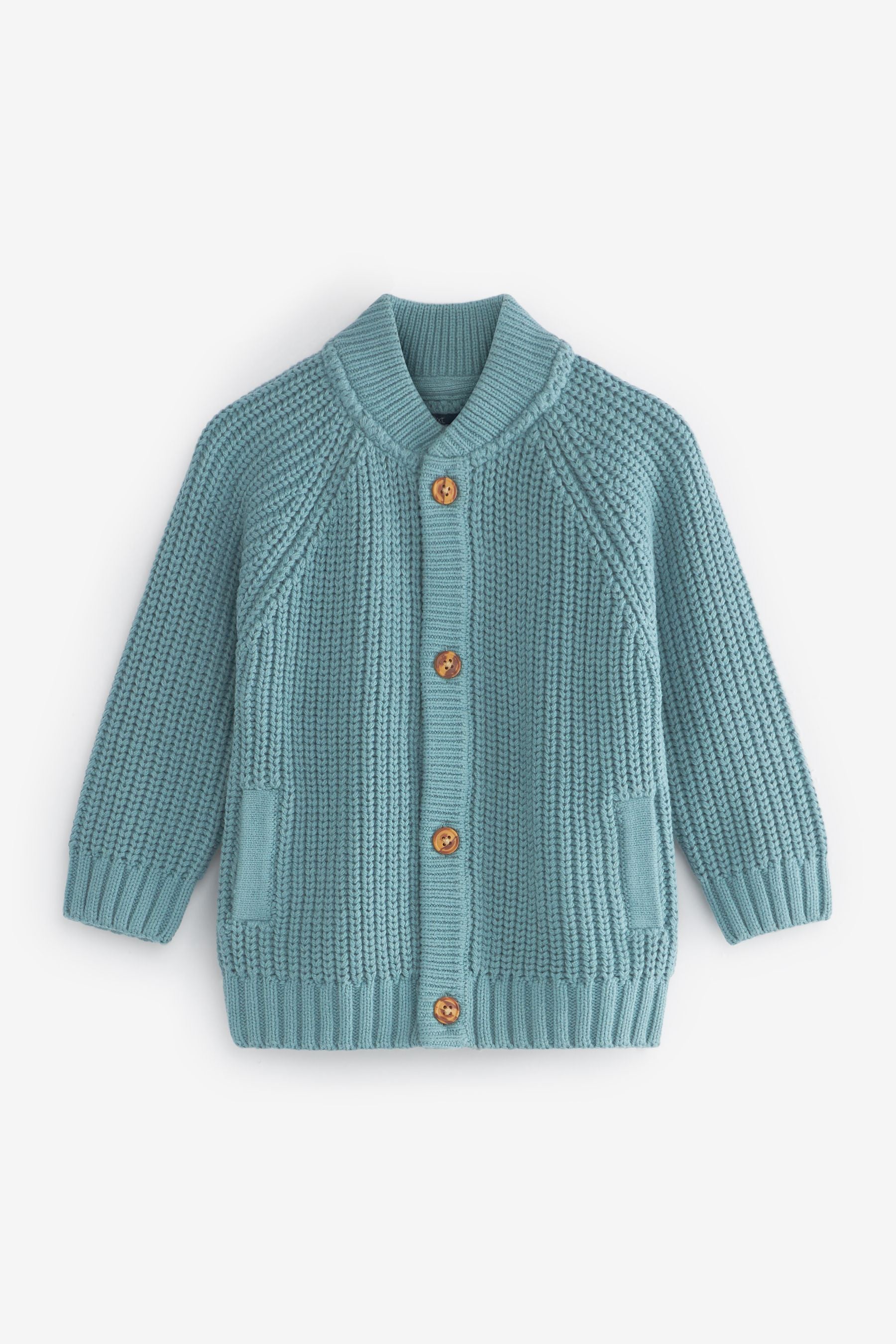 Mineral Green Chunky Button Through Cardigan (3mths-7yrs)