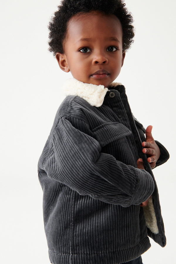 Charcoal Grey Teddy Lined Cord Shacket (3mths-7yrs)