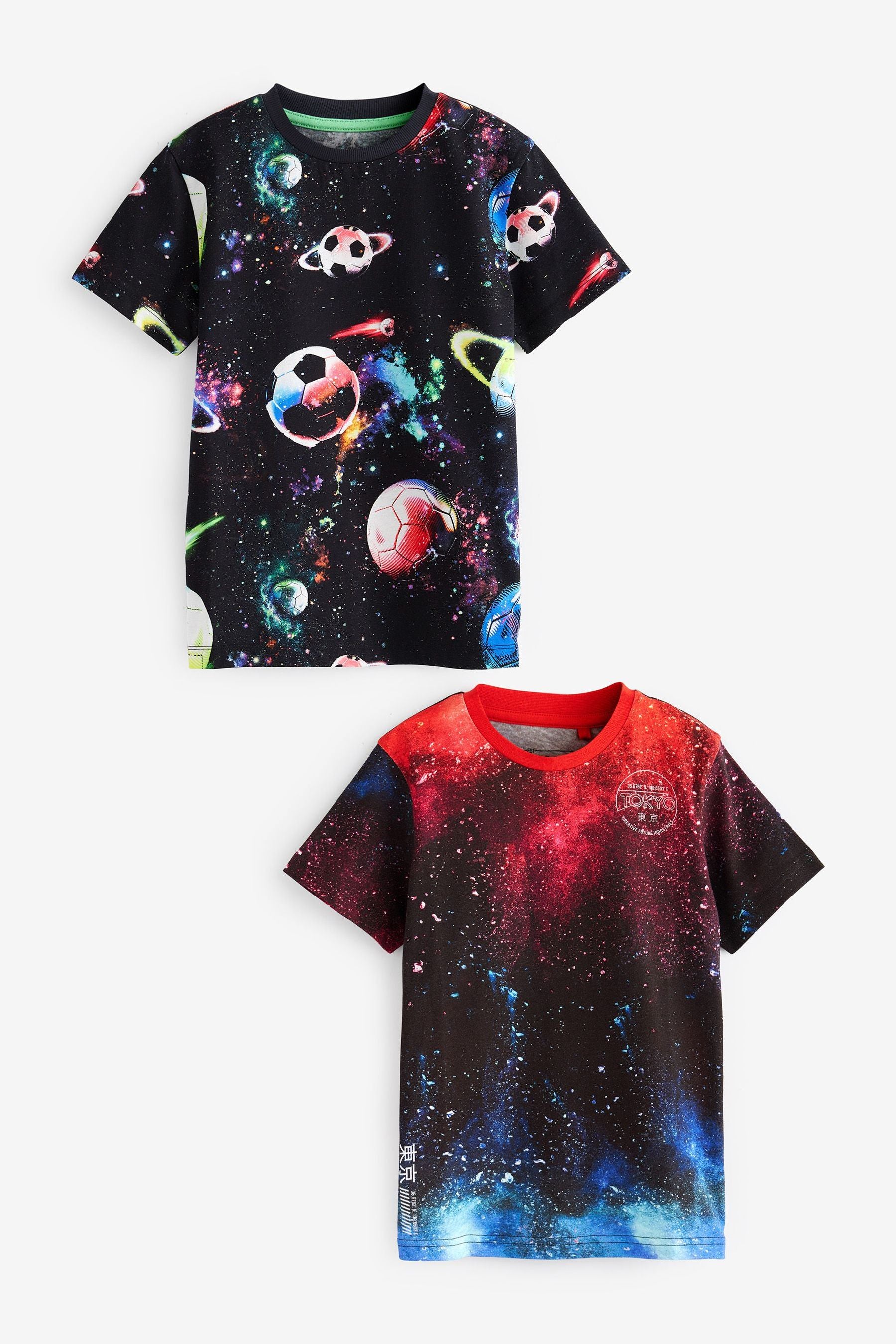 Black Splat Planet 2 Pack Short Sleeve T-Shirts (3-16yrs)