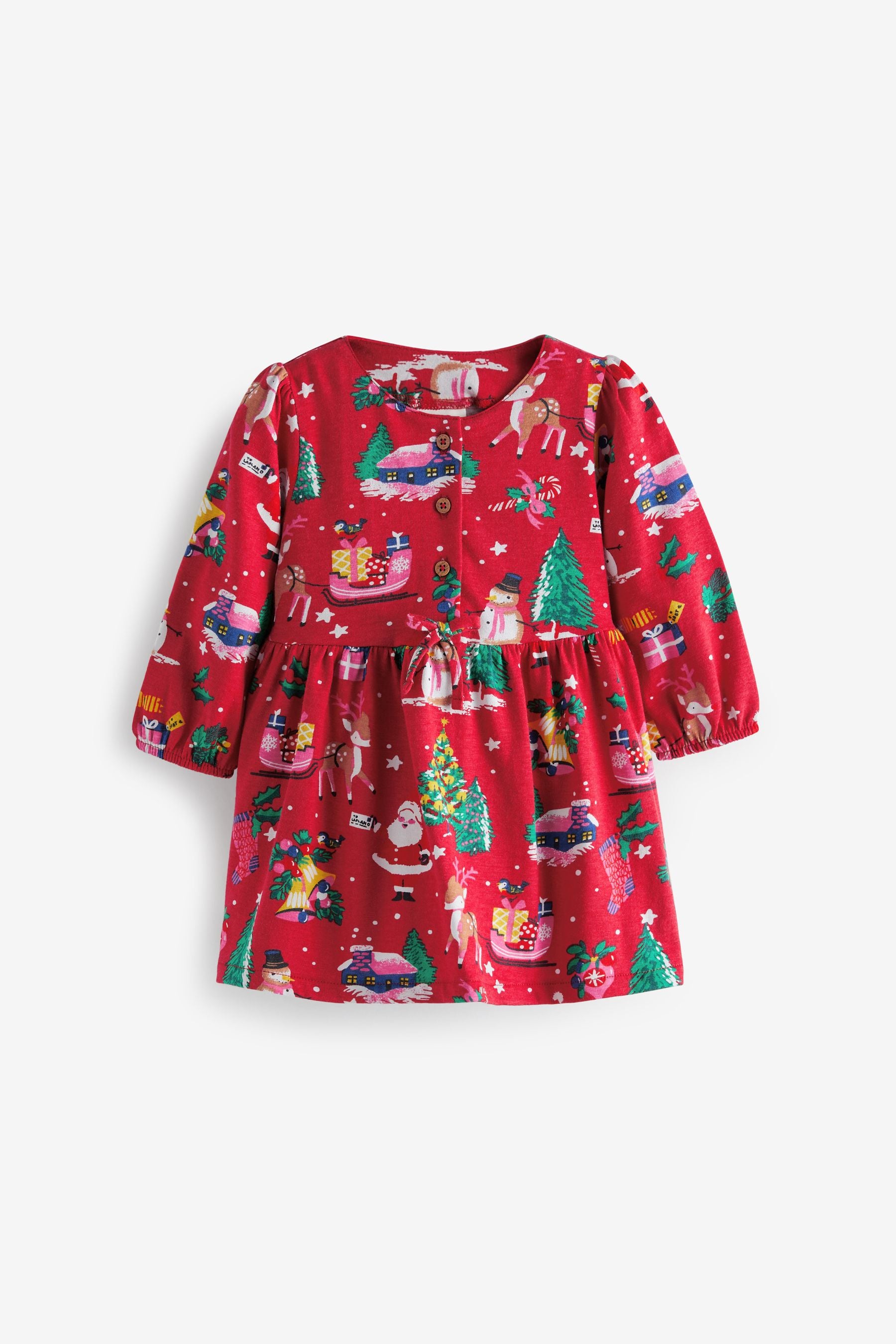 Red Christmas Baby Jersey Dress (0mths-2yrs)