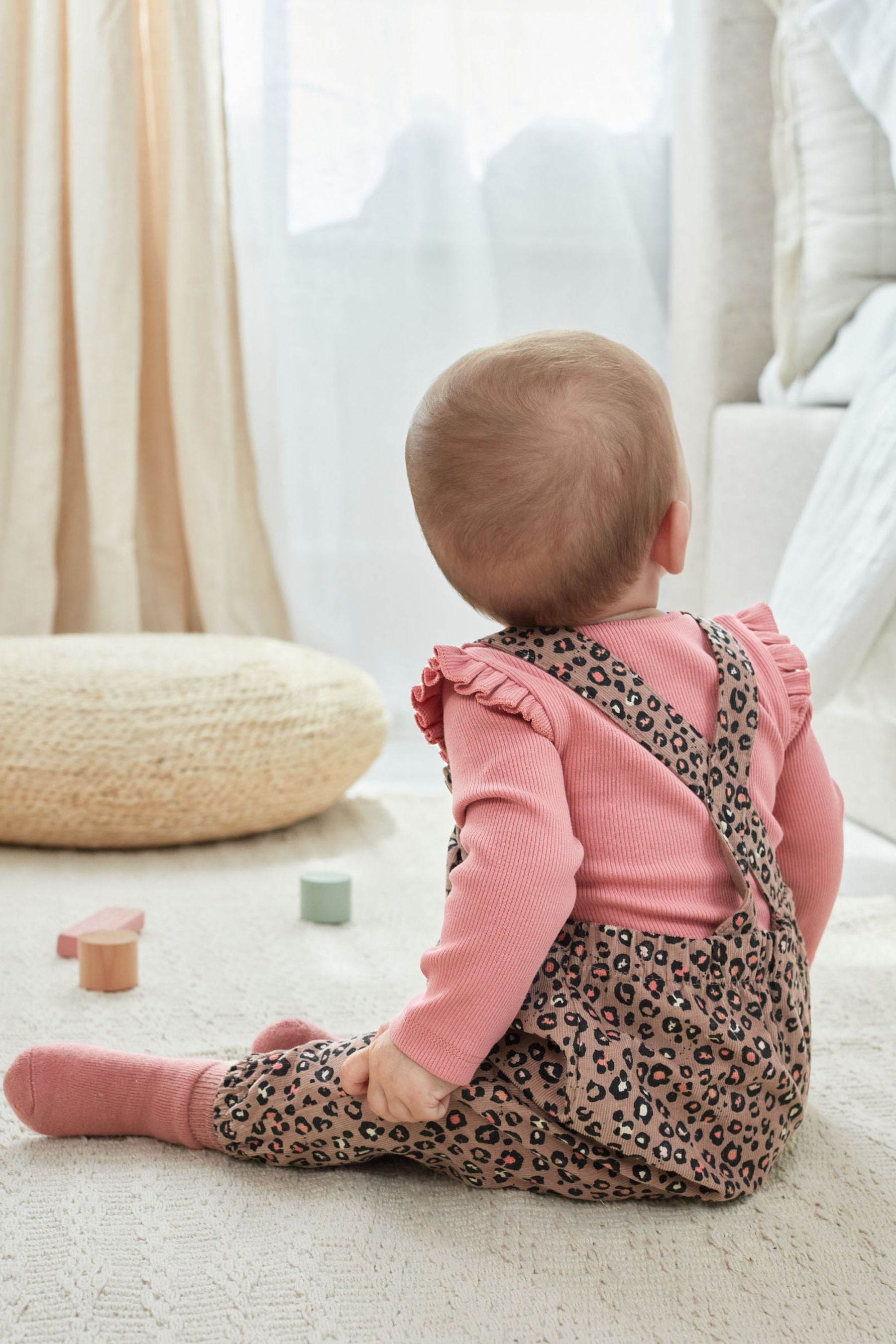 Leopard Print Cord Baby Dungarees And Bodysuit (0mths-2yrs)