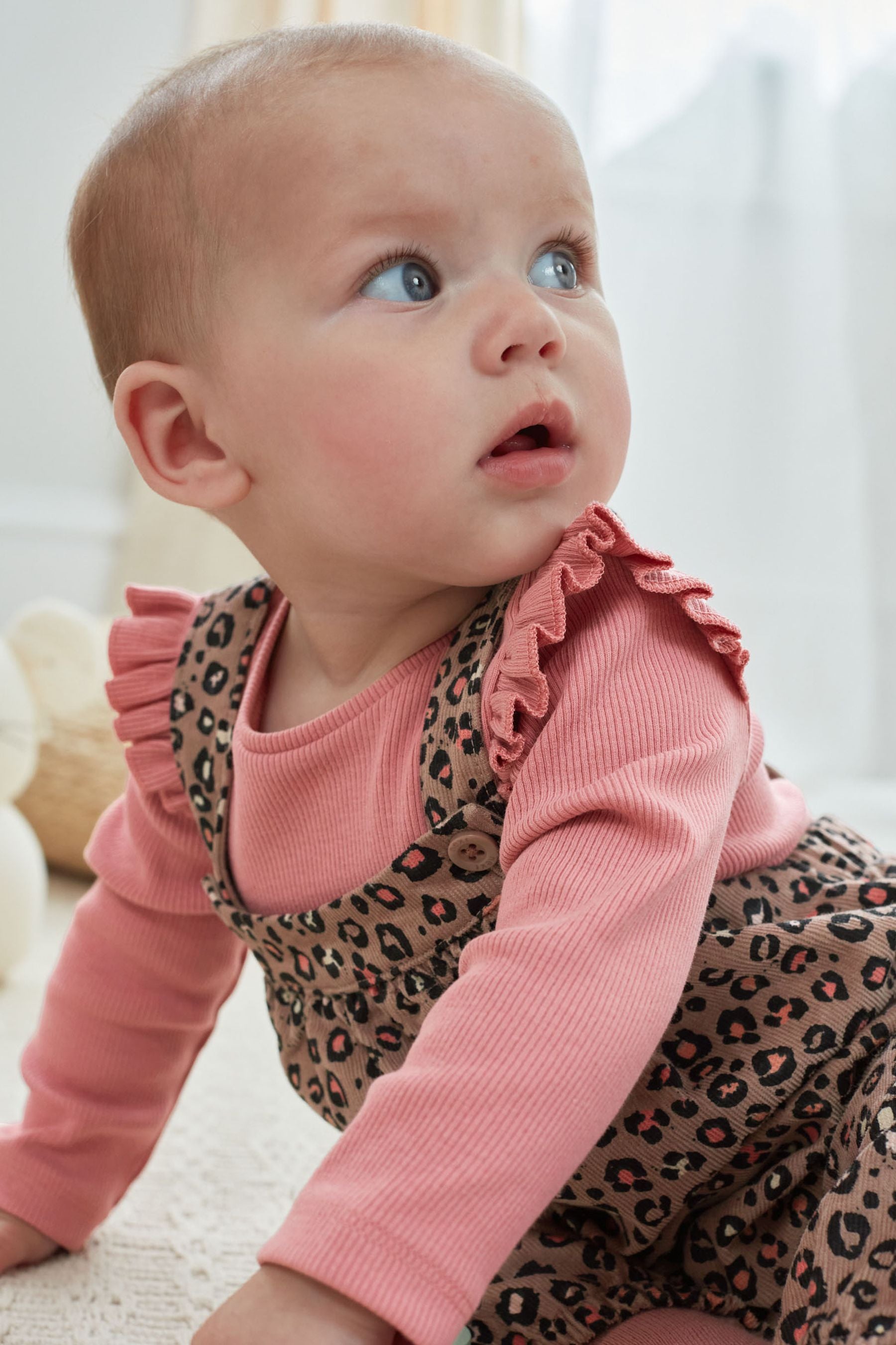 Leopard Print Cord Baby Dungarees And Bodysuit (0mths-2yrs)