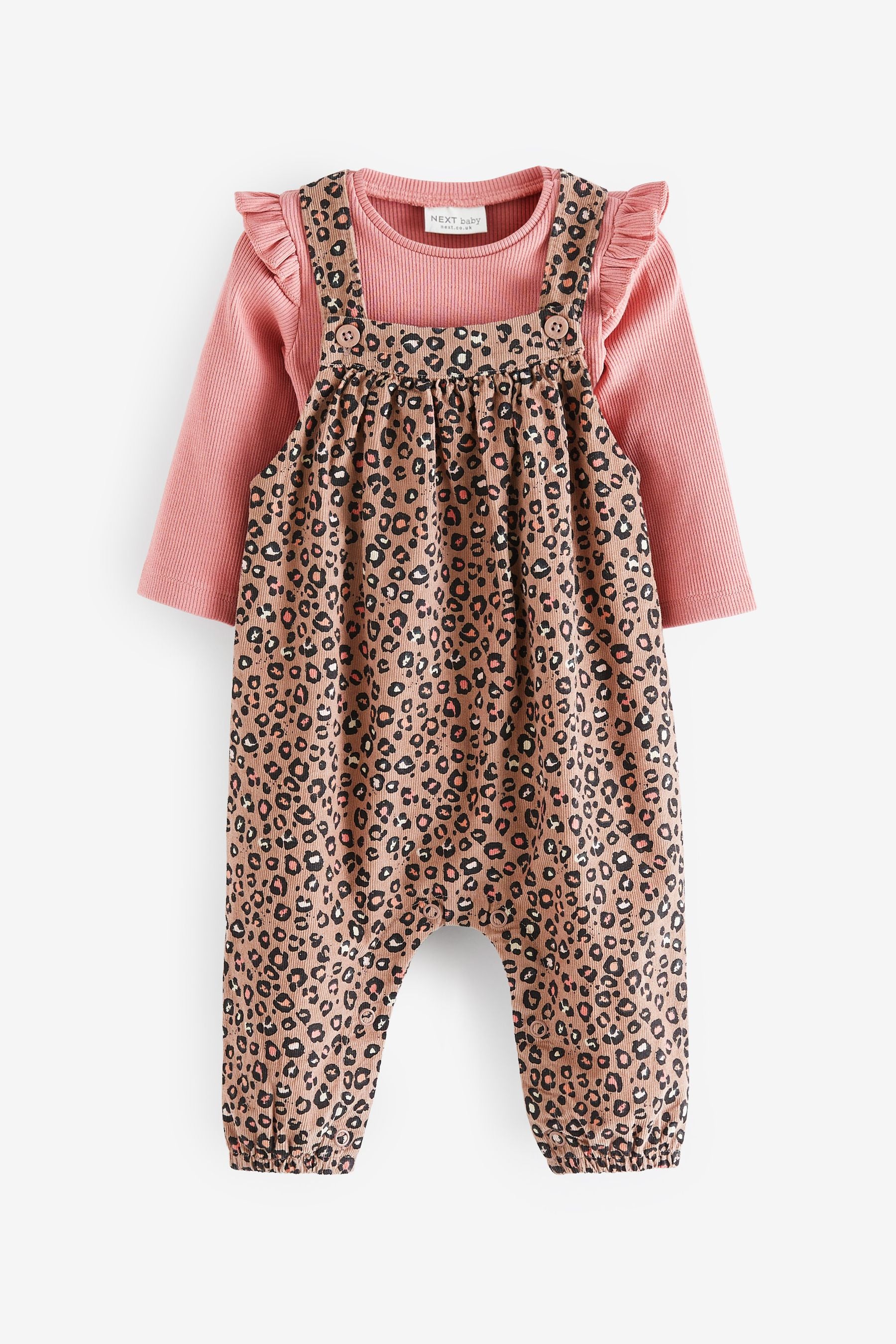 Leopard Print Cord Baby Dungarees And Bodysuit (0mths-2yrs)