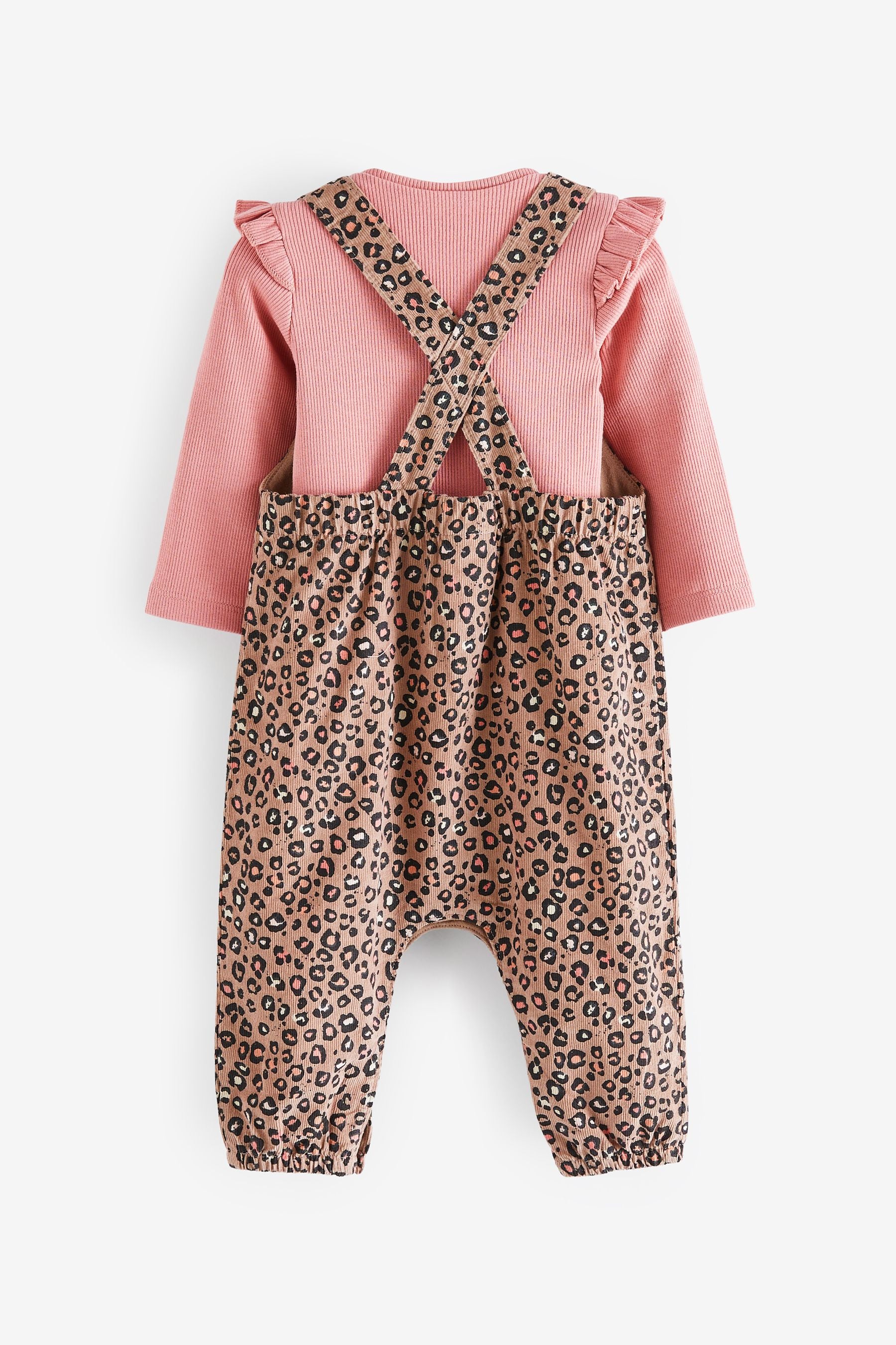 Leopard Print Cord Baby Dungarees And Bodysuit (0mths-2yrs)