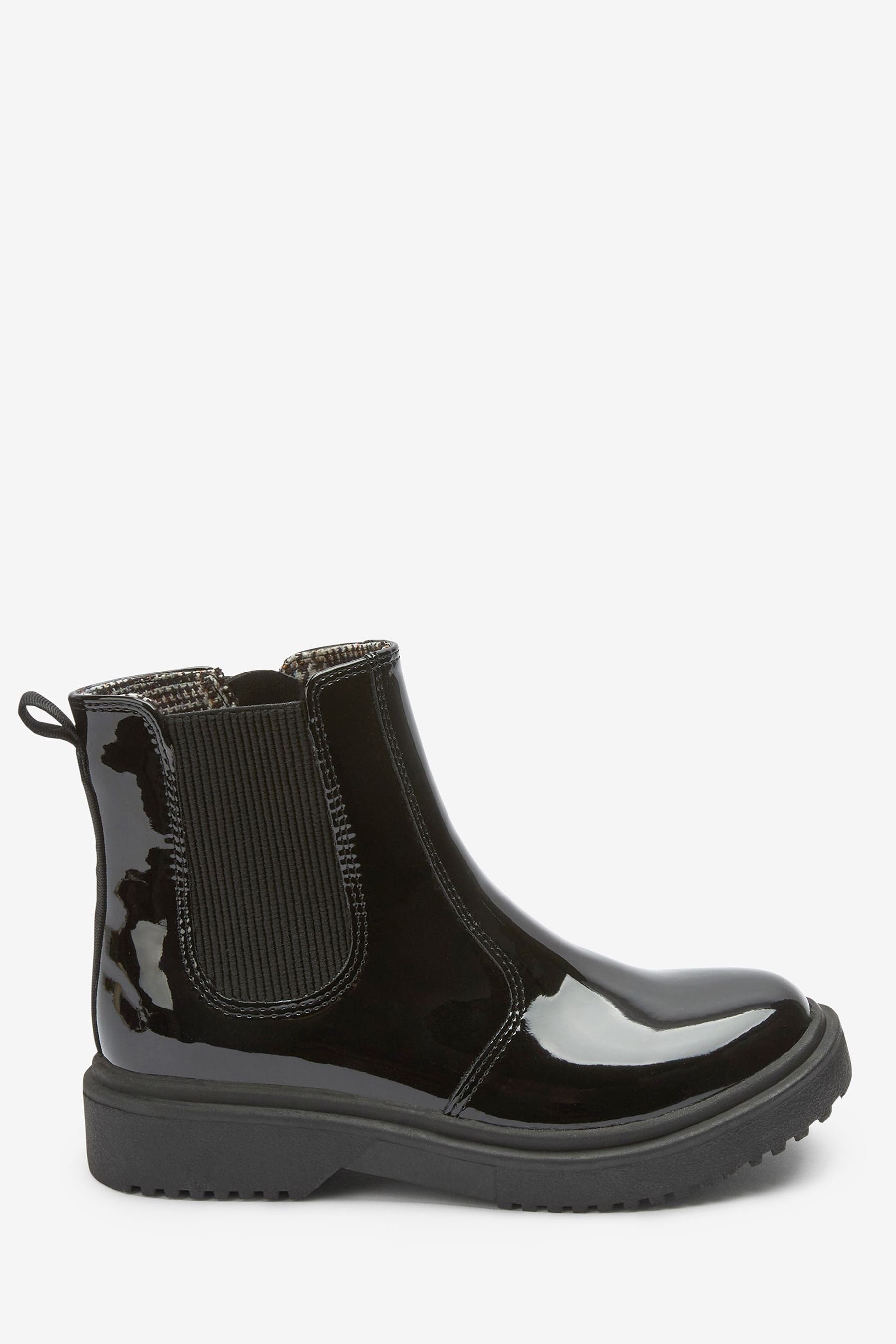 Black Patent Chunky Chelsea Boots