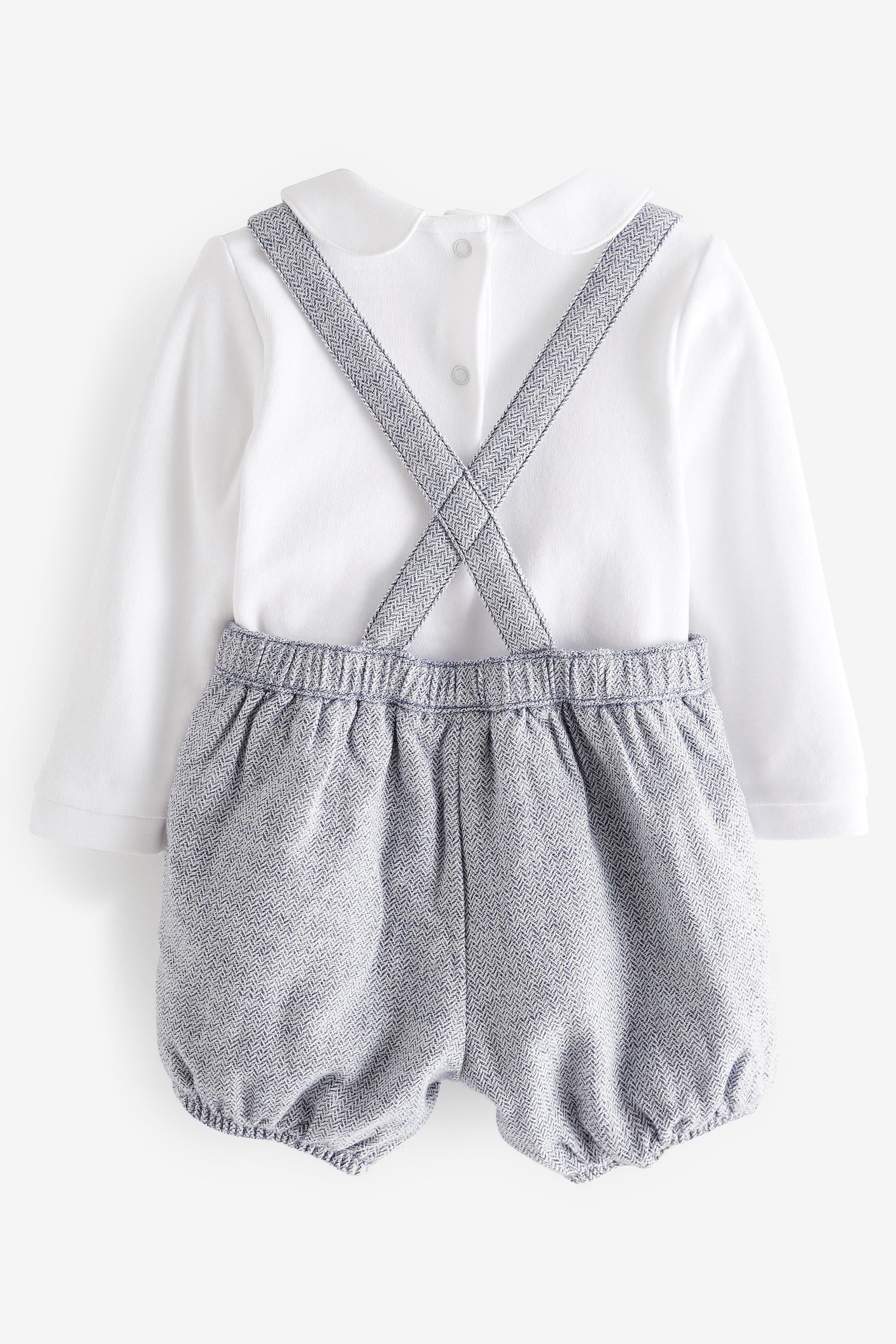 Blue/White 3 Piece Dungarees, Bodysuit And Tights Smart Baby Set (0mths-2yrs)