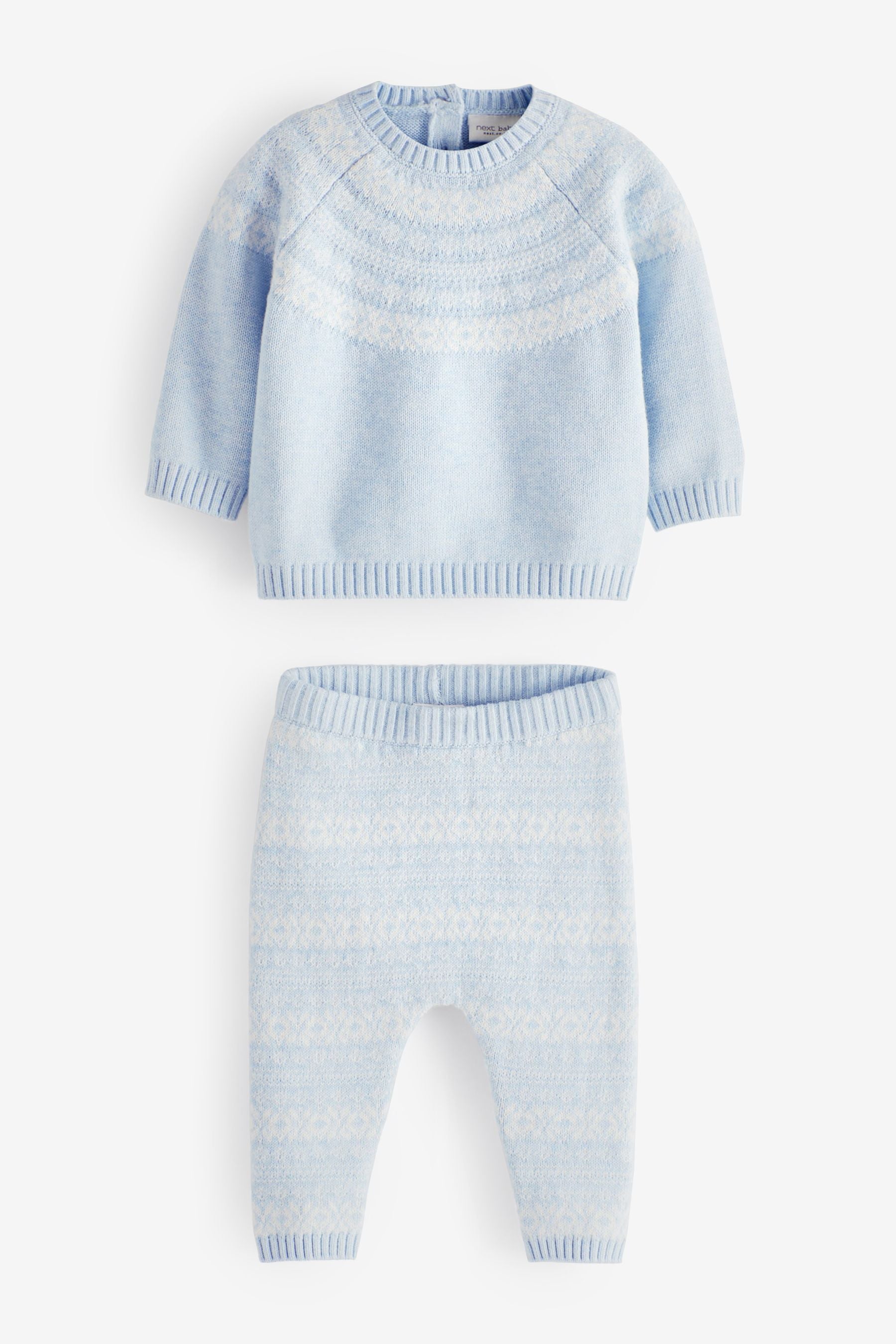 Blue Two Piece Baby Fairisle Knit Set (0mths-2yrs)