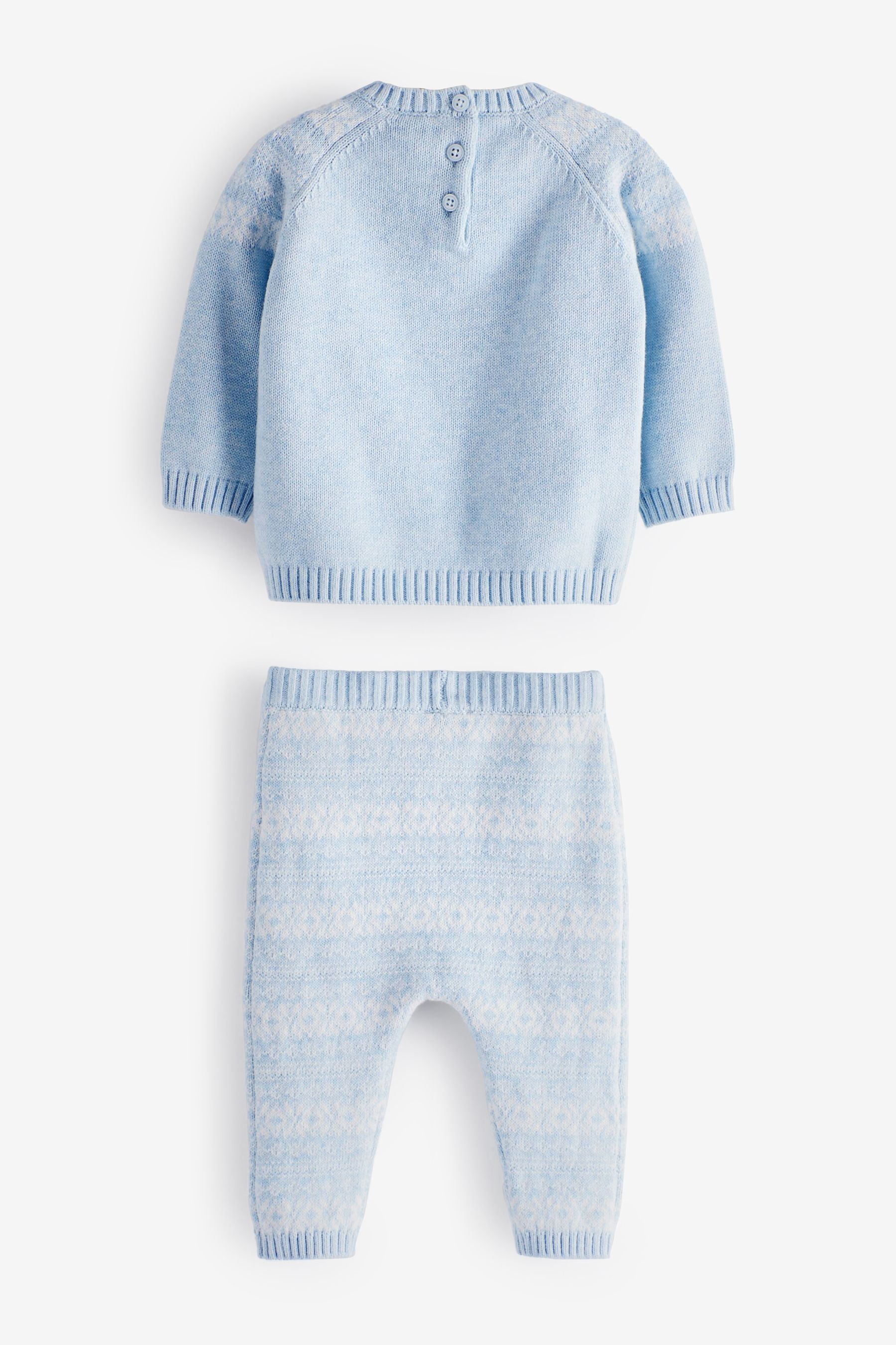 Blue Two Piece Baby Fairisle Knit Set (0mths-2yrs)