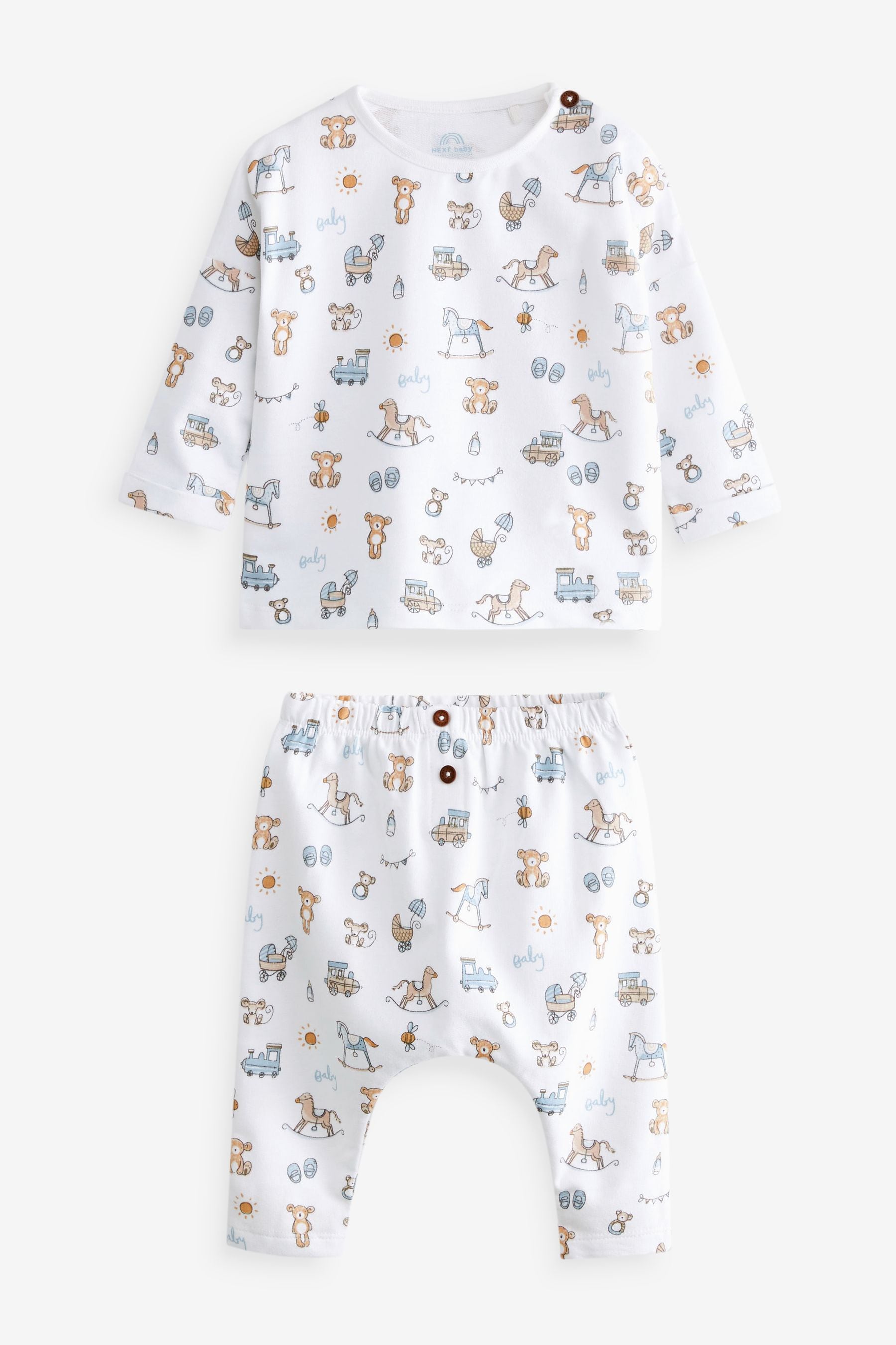 White Bear Print 2 Piece Baby Top and Legging Set