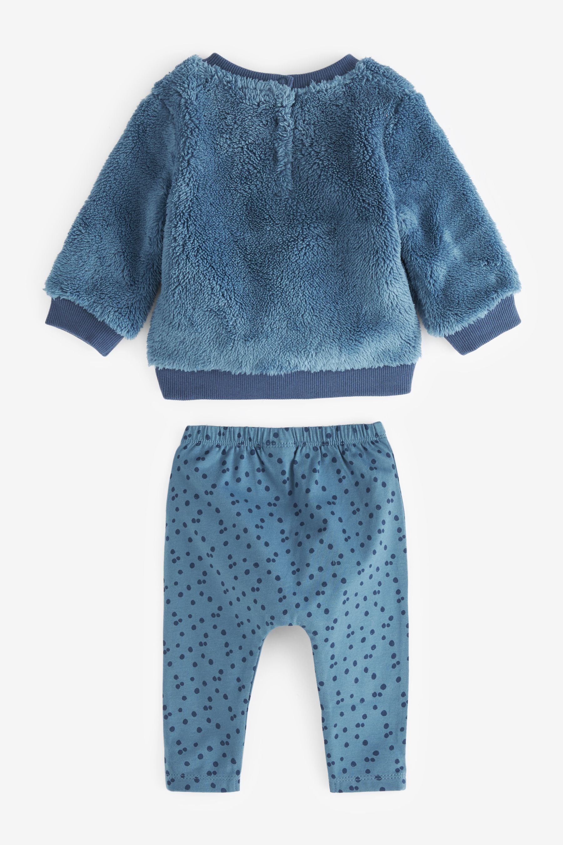 Blue Baby Bear Fleece Top And Leggings Set