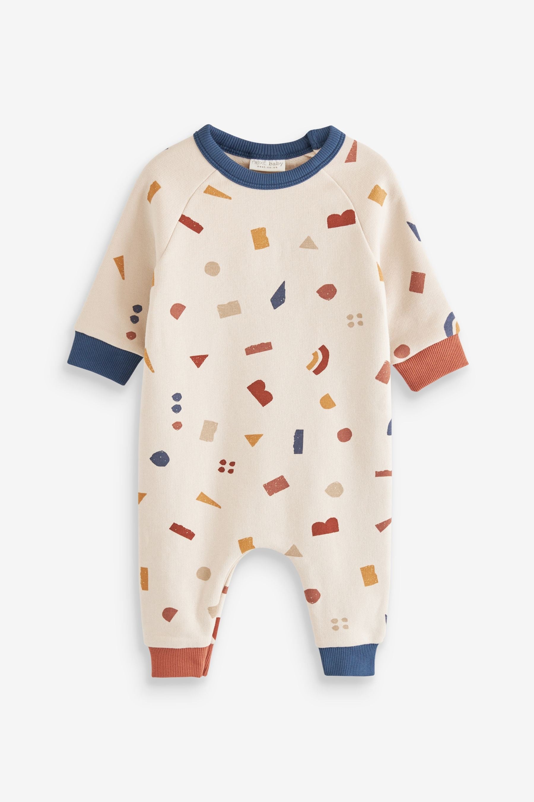 Cream Print Baby Brushed Back Sweat Rompersuit