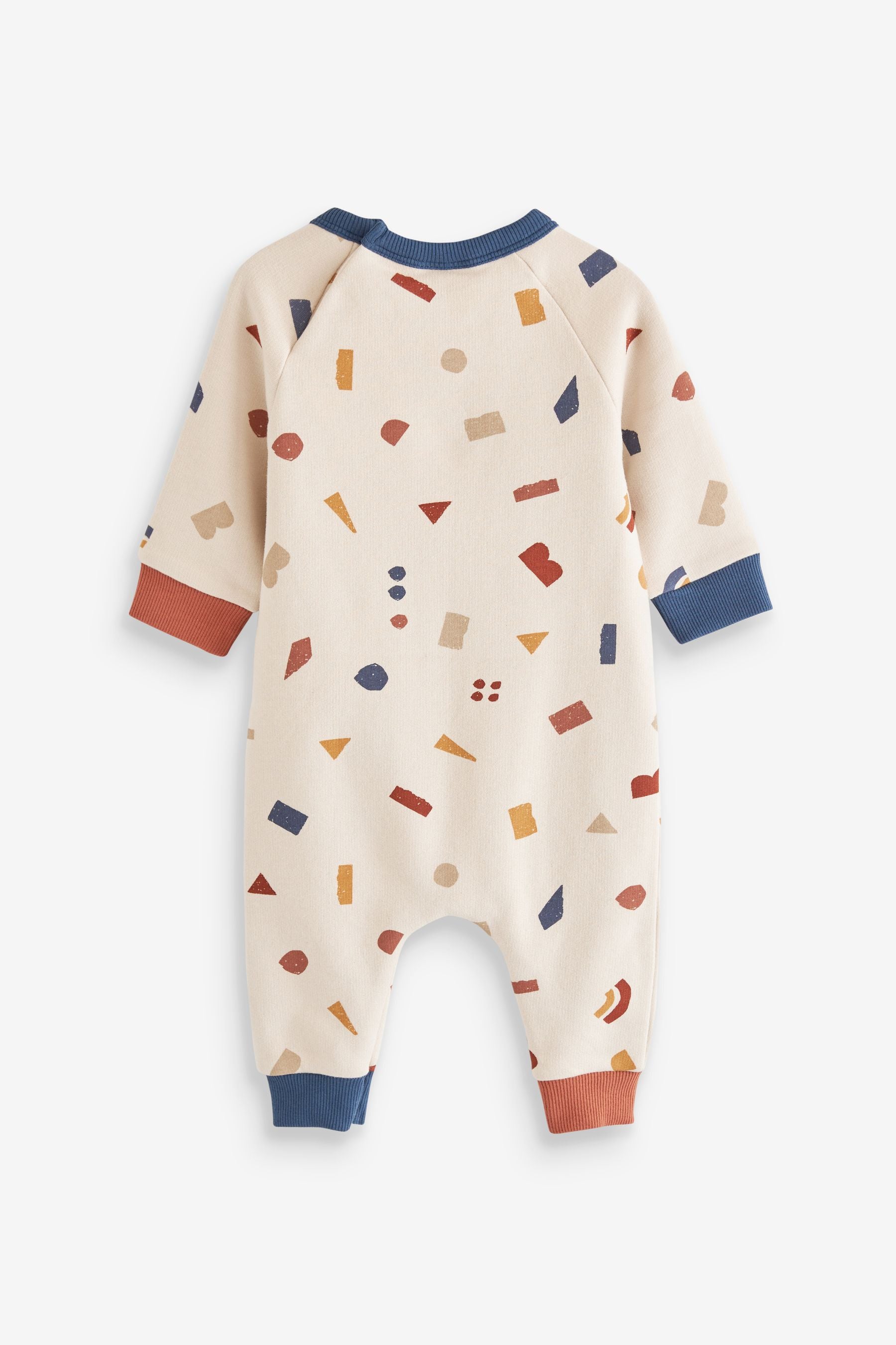 Cream Print Baby Brushed Back Sweat Rompersuit